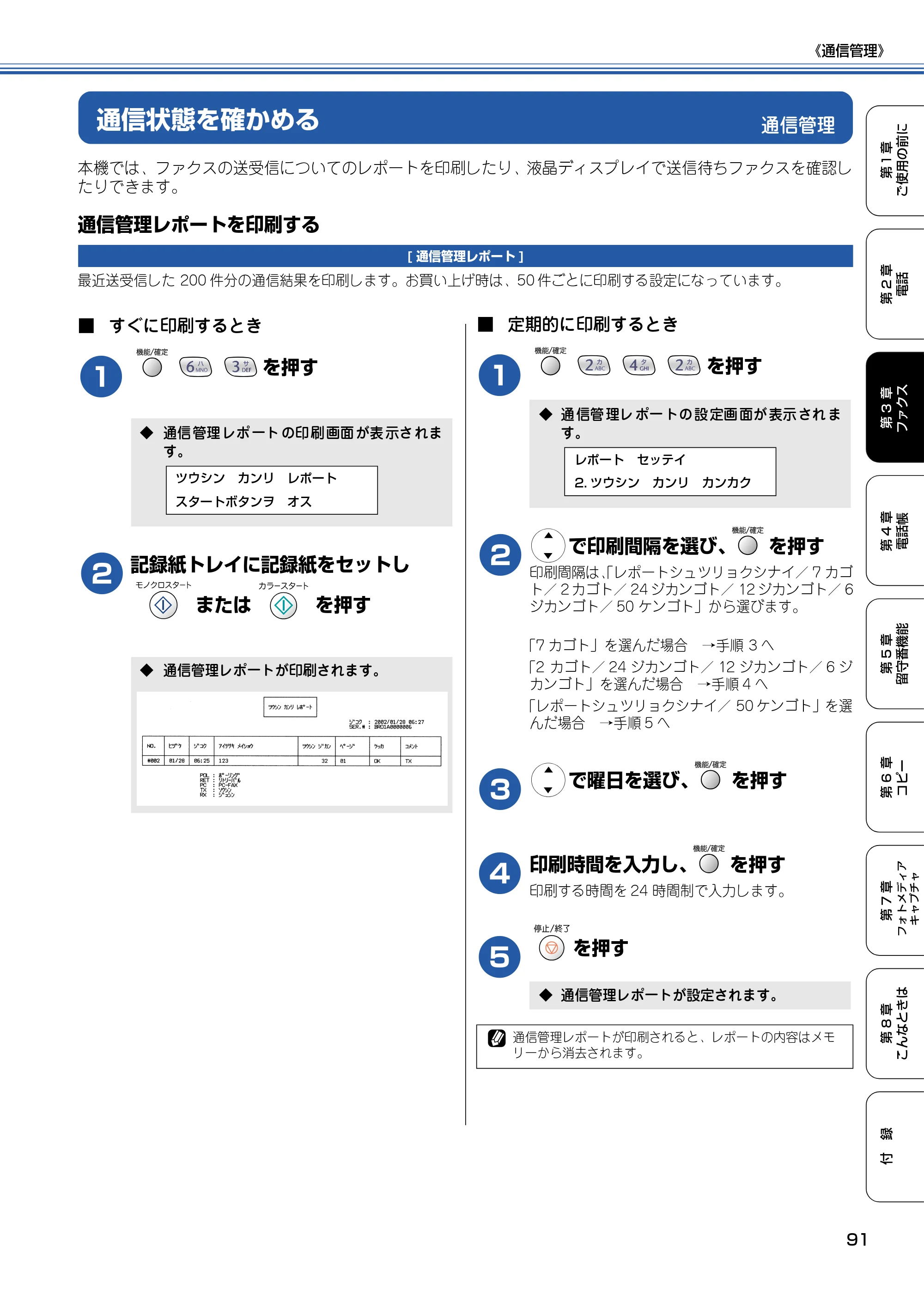 ブラザー MFC-610CLN / MFC-610CLWN / MFC-620CLN 取扱説明書（本体） — 通信管理 — 原本ページ — 92ページ