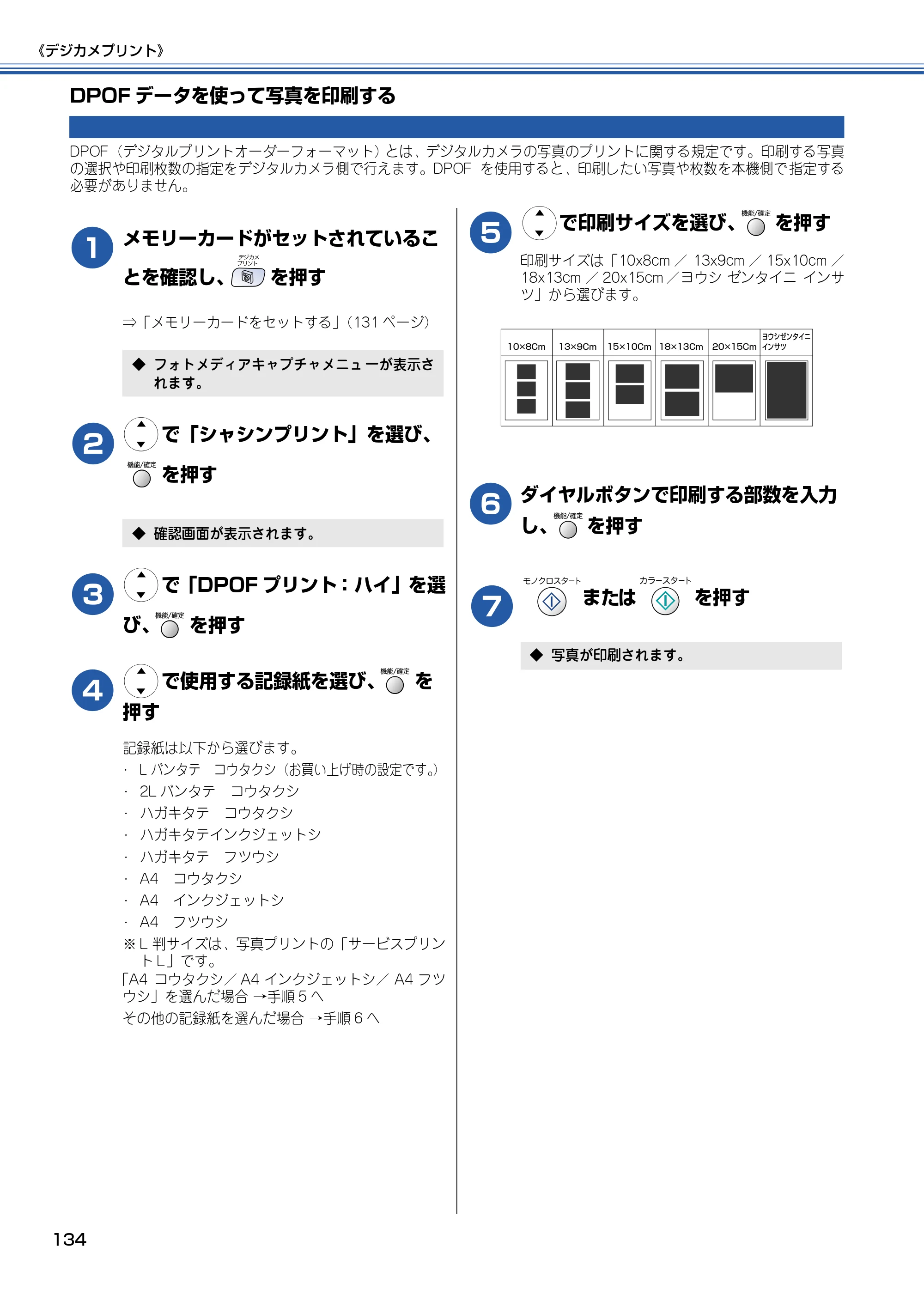 ブラザー MFC-610CLN / MFC-610CLWN / MFC-620CLN 取扱説明書（本体） — DPOFデータを使って写真を印刷する — 原本ページ — 135ページ