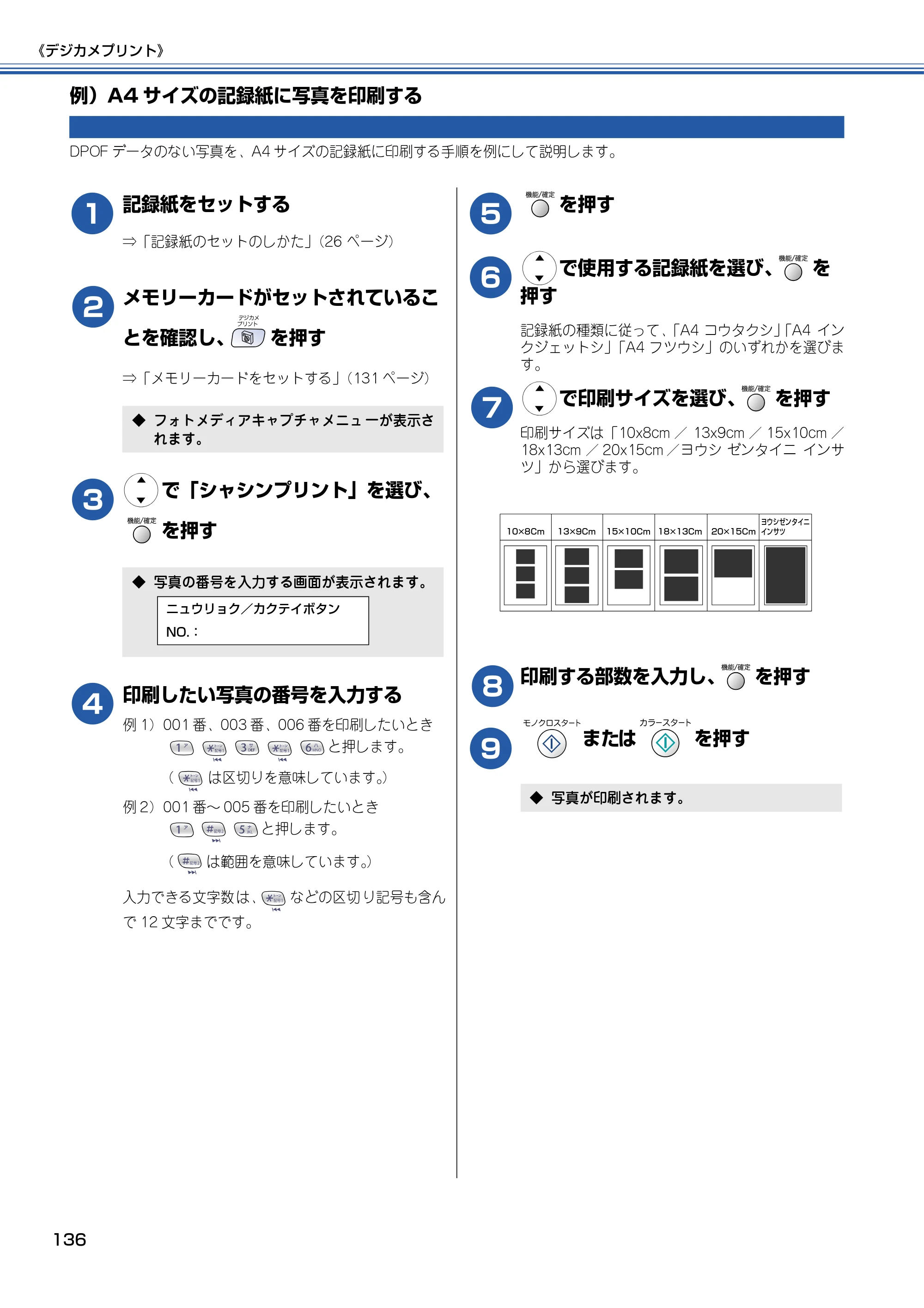 ブラザー MFC-610CLN / MFC-610CLWN / MFC-620CLN 取扱説明書（本体） — 例）A4サイズの記録紙に写真を印刷する — 原本ページ — 137ページ