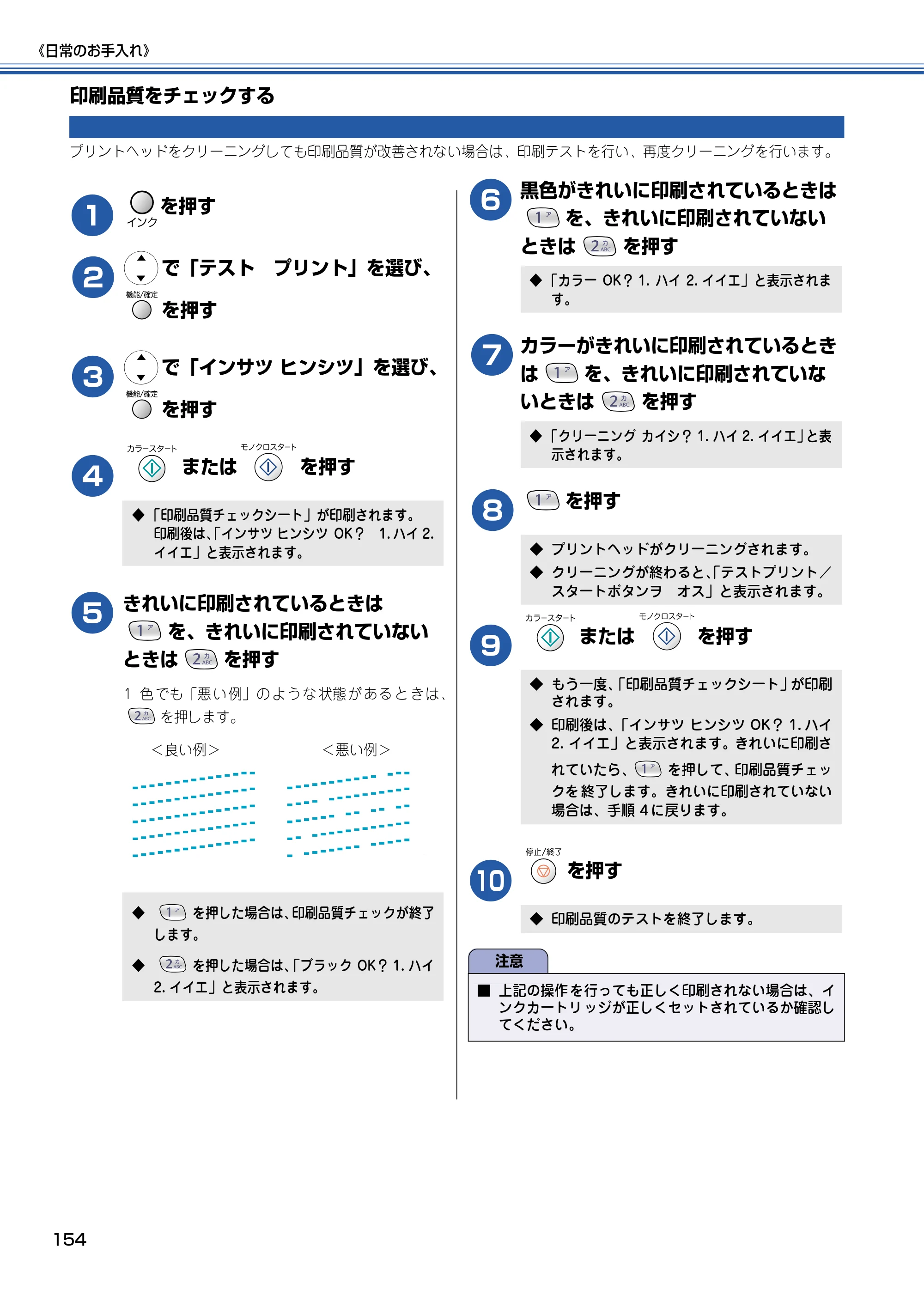 ブラザー MFC-610CLN / MFC-610CLWN / MFC-620CLN 取扱説明書（本体） — 印刷品質をチェックする — 原本ページ — 155ページ