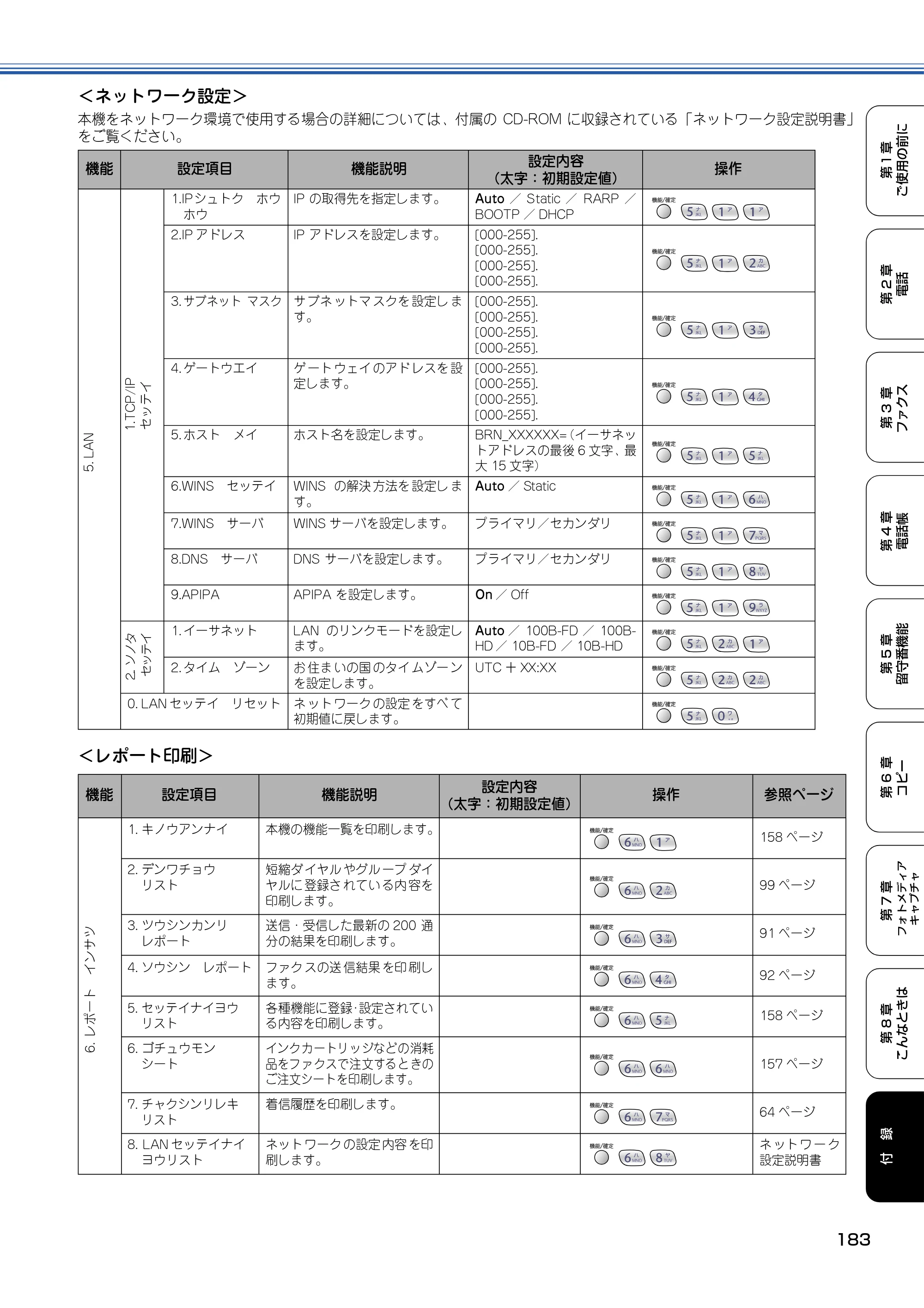 ブラザー MFC-610CLN / MFC-610CLWN / MFC-620CLN 取扱説明書（本体） — 原本ページ — 184ページ