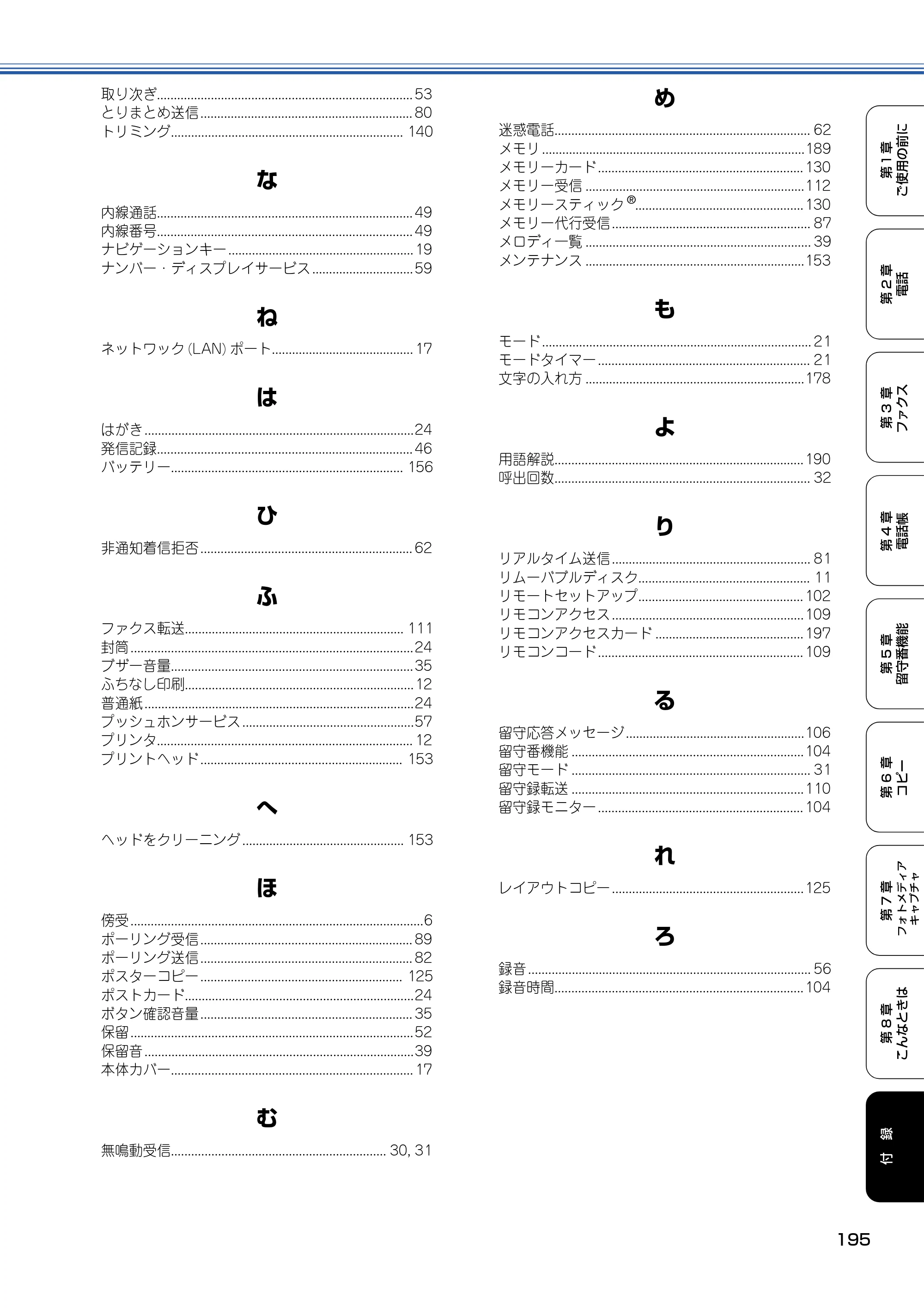 ブラザー MFC-610CLN / MFC-610CLWN / MFC-620CLN 取扱説明書（本体） — 原本ページ — 196ページ