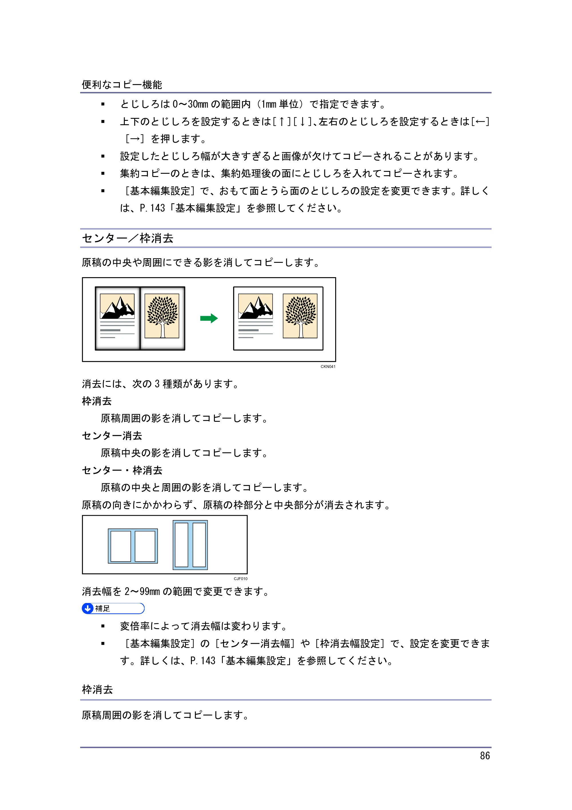 キヤノン iR W940/W940N コピー&ドキュメントボックス (PDF形式/7.22Mバイト) — センター/枠消去 — 原本ページ — 86ページ