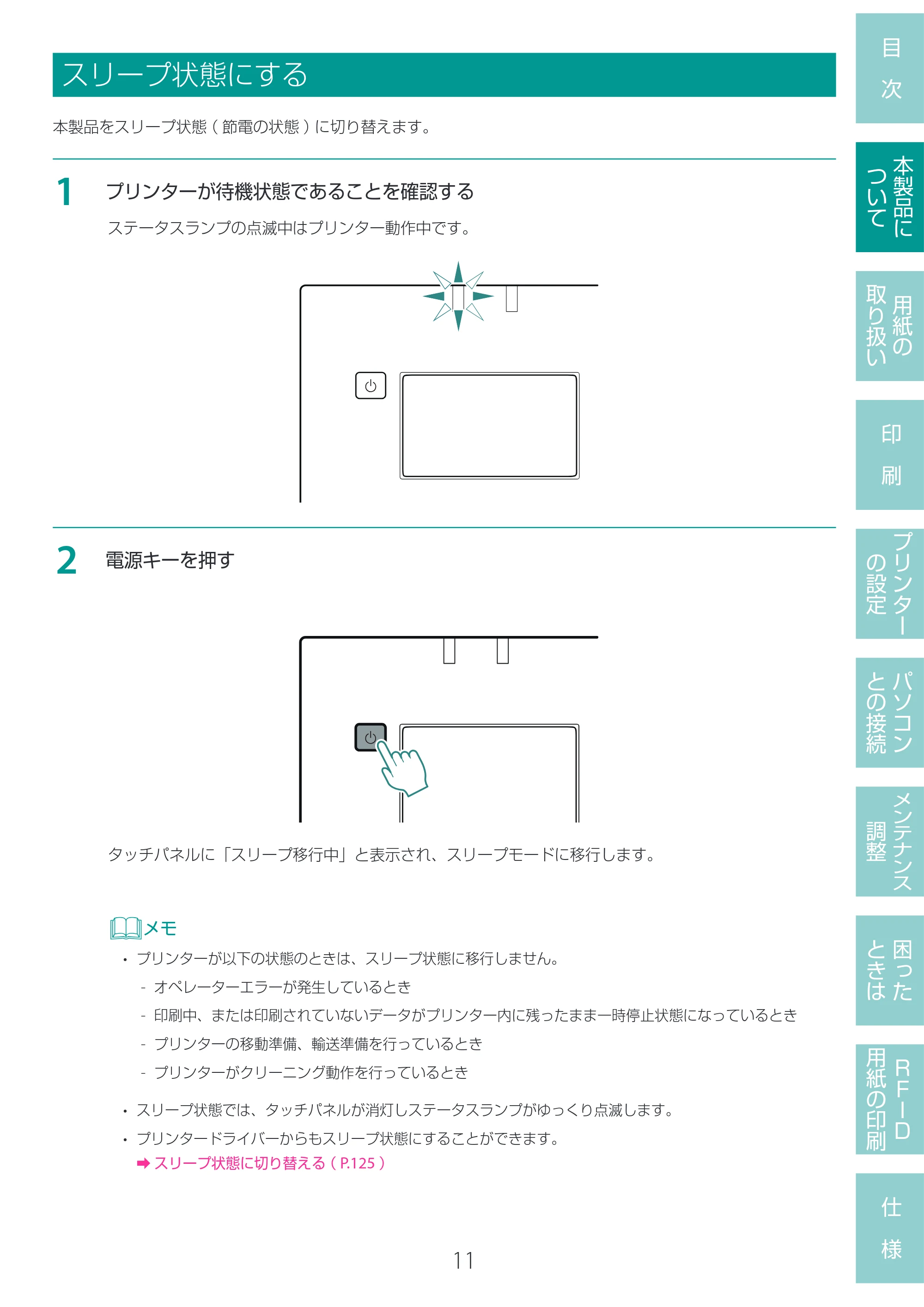 キヤノン LX-D400 LX-D400 ユーザーズガイド 2026年9月17日更新(PDF:14.1MB) — スリープ状態にする — 原本ページ — 15ページ