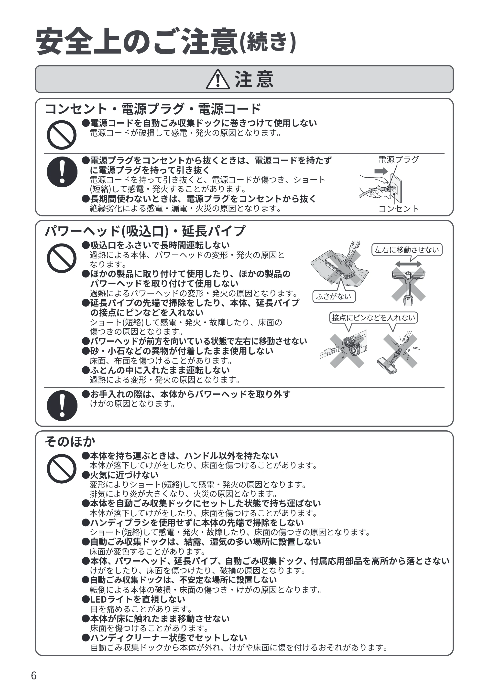 日立 PV-BG1000R 取扱説明書 — 安全上のご注意(続き) — 原本ページ — 6ページ