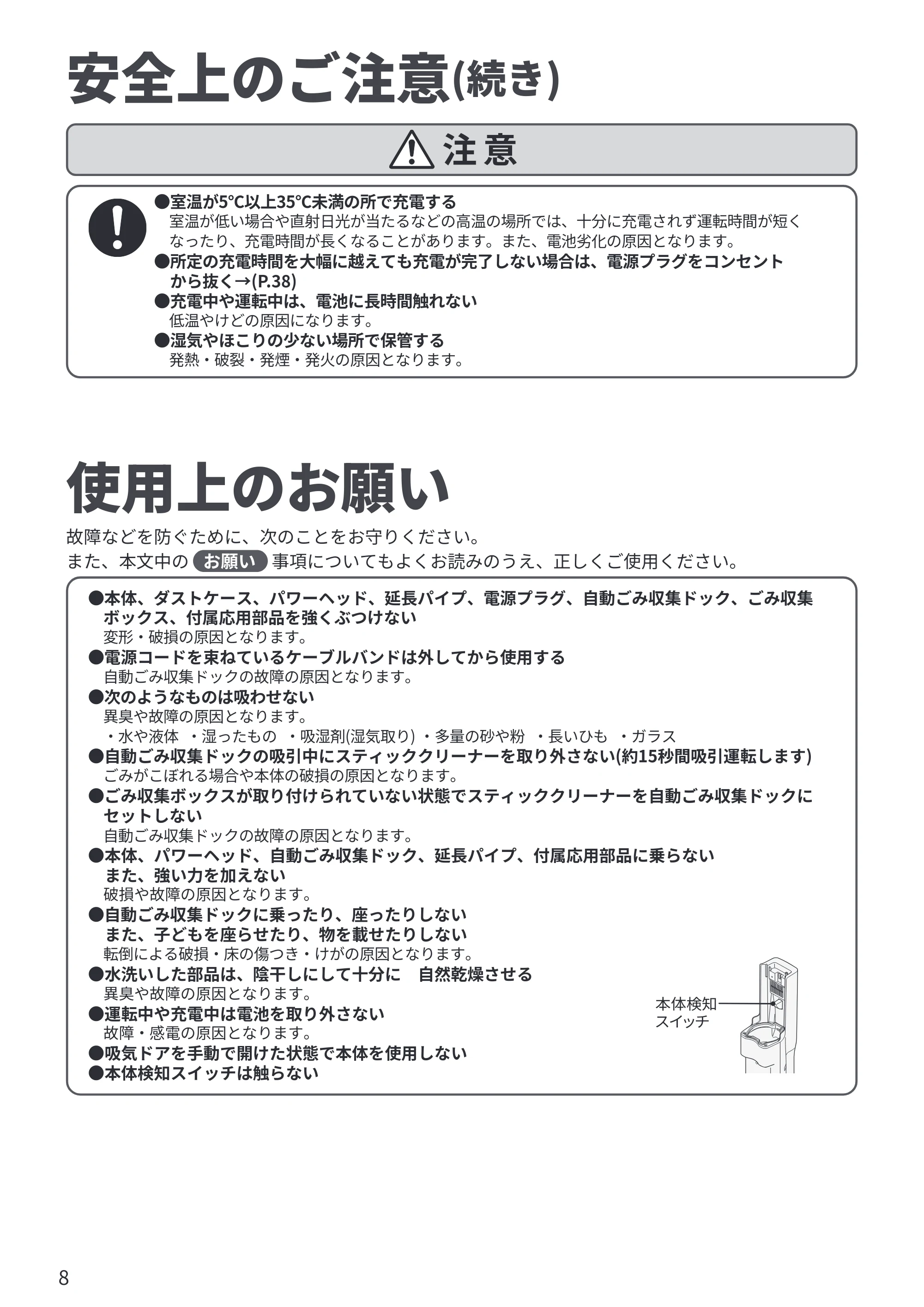 日立 PV-BG1000R 取扱説明書 — 使用上のお願い — 原本ページ — 8ページ