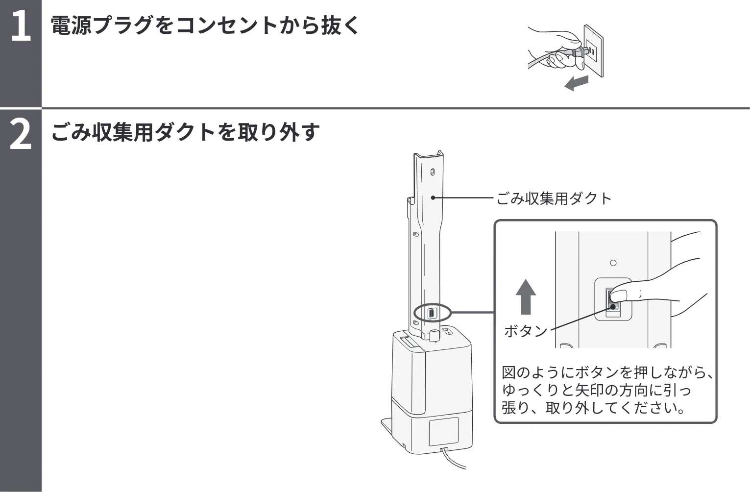 日立 PV-BG1000R 取扱説明書 — 自動ごみ収集ドックの取り外しかた — 図版 13-1 — 13ページ
