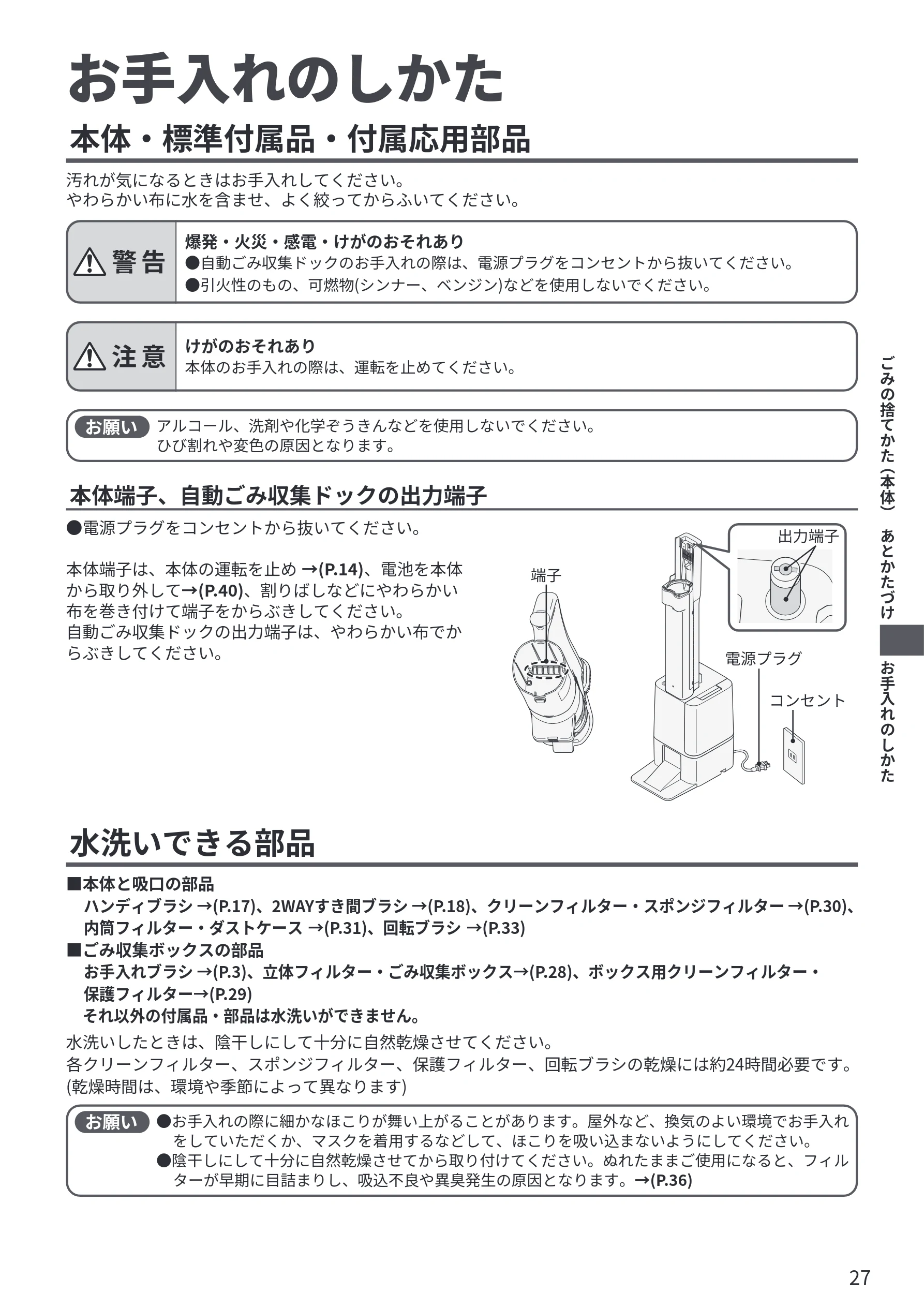 日立 PV-BG1000R 取扱説明書 — お手入れのしかた — 図版 27-1 — 27ページ