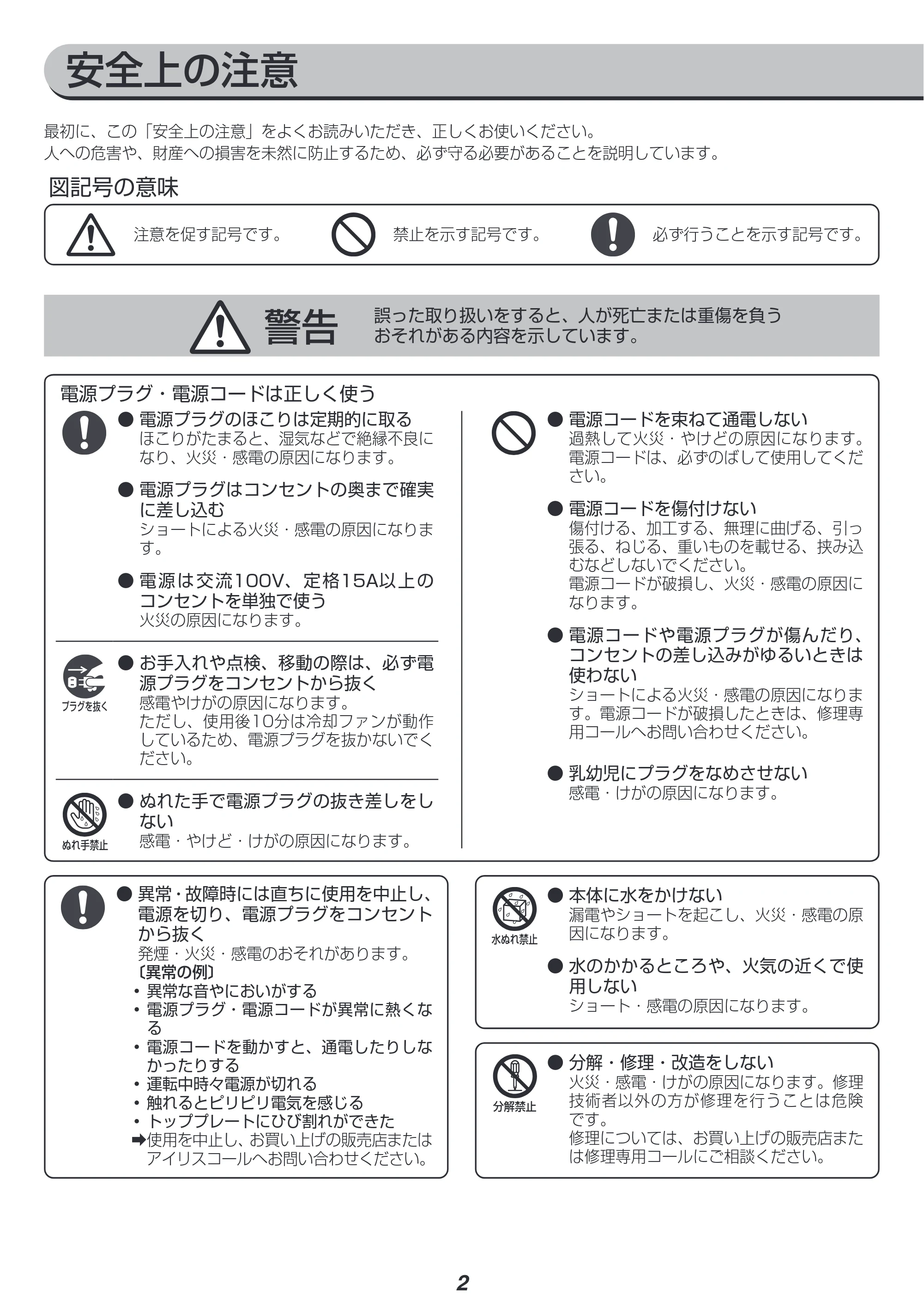 アイリスオーヤマ IHK-W13SV 取扱説明書 — 原本ページ — 2ページ