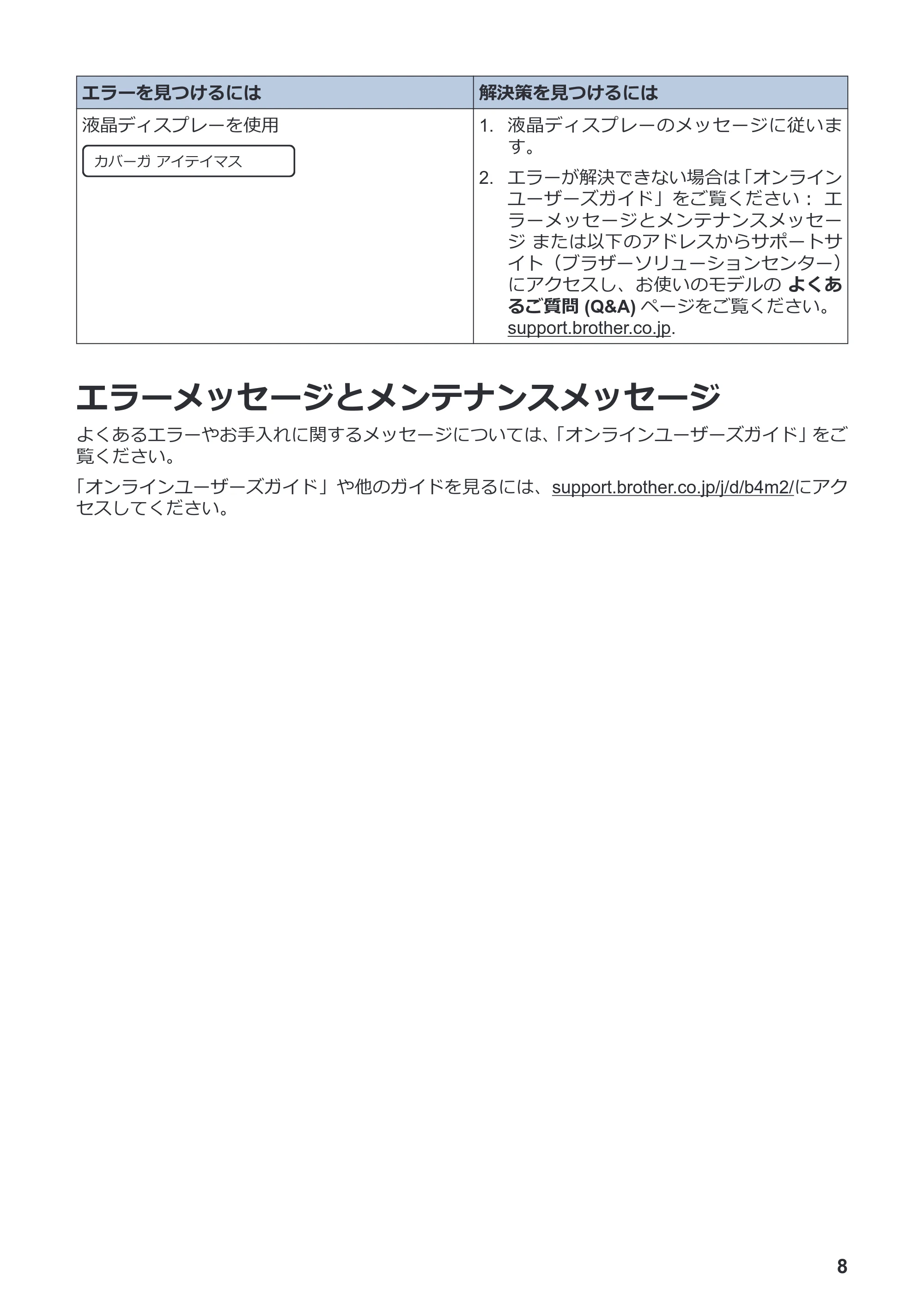 ブラザー HL-L3230CDW かんたん操作ガイド — エラーメッセージとメンテナンスメッセージ — 原本ページ — 9ページ