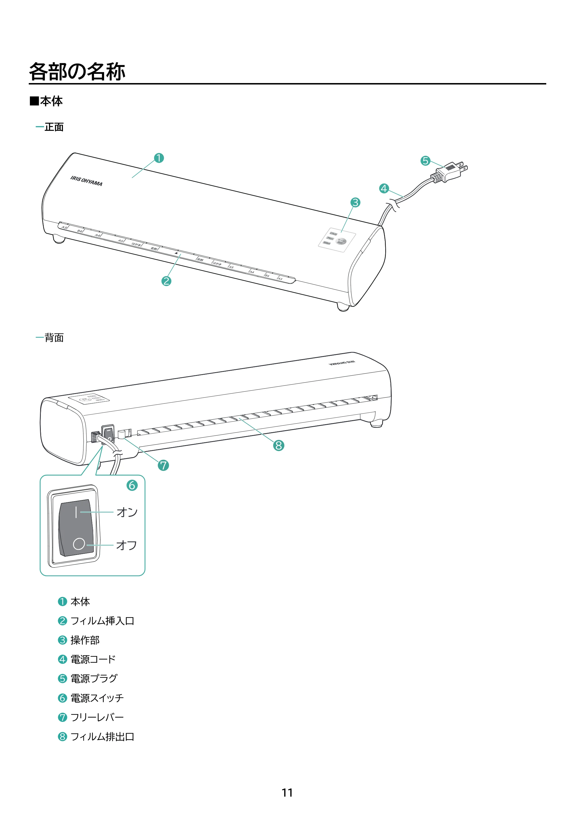 アイリスオーヤマ LM42D 取扱説明書 — 原本ページ — 11ページ