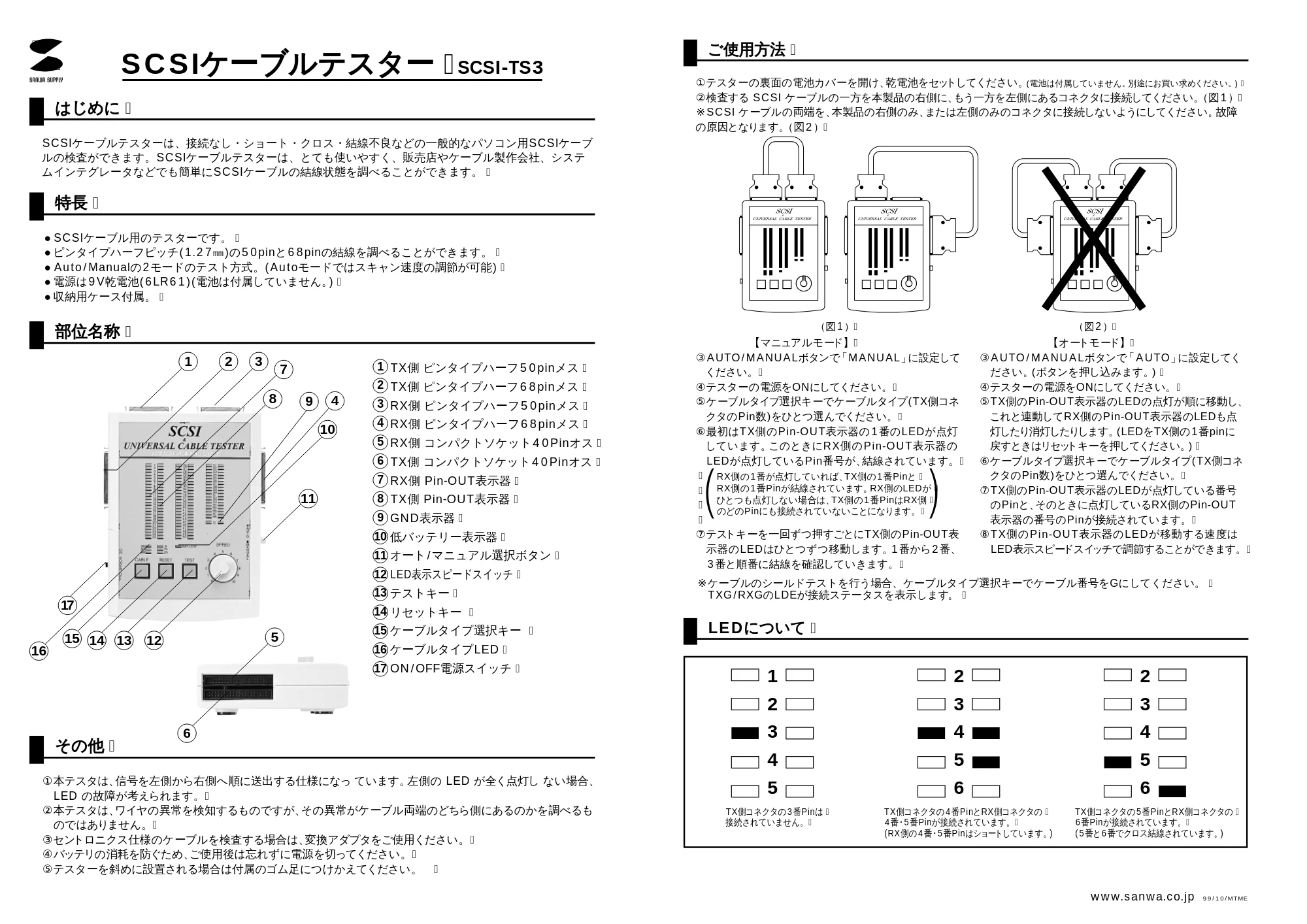サンワサプライ SCSI-TST3 取扱説明書 — 原本ページ — 1ページ