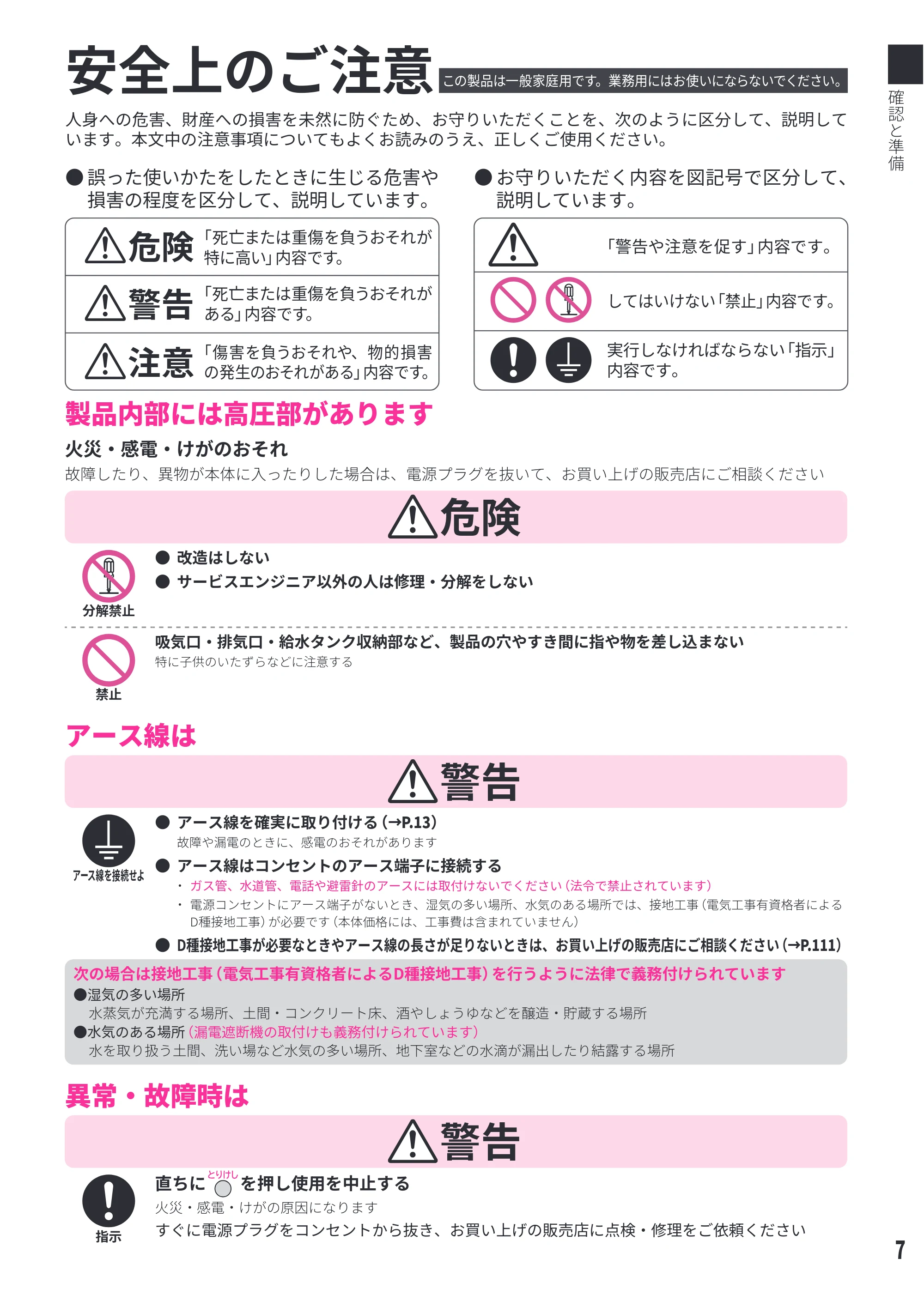 日立 MRO-WEE6 取扱説明書 — 安全上のご注意 — 原本ページ — 7ページ
