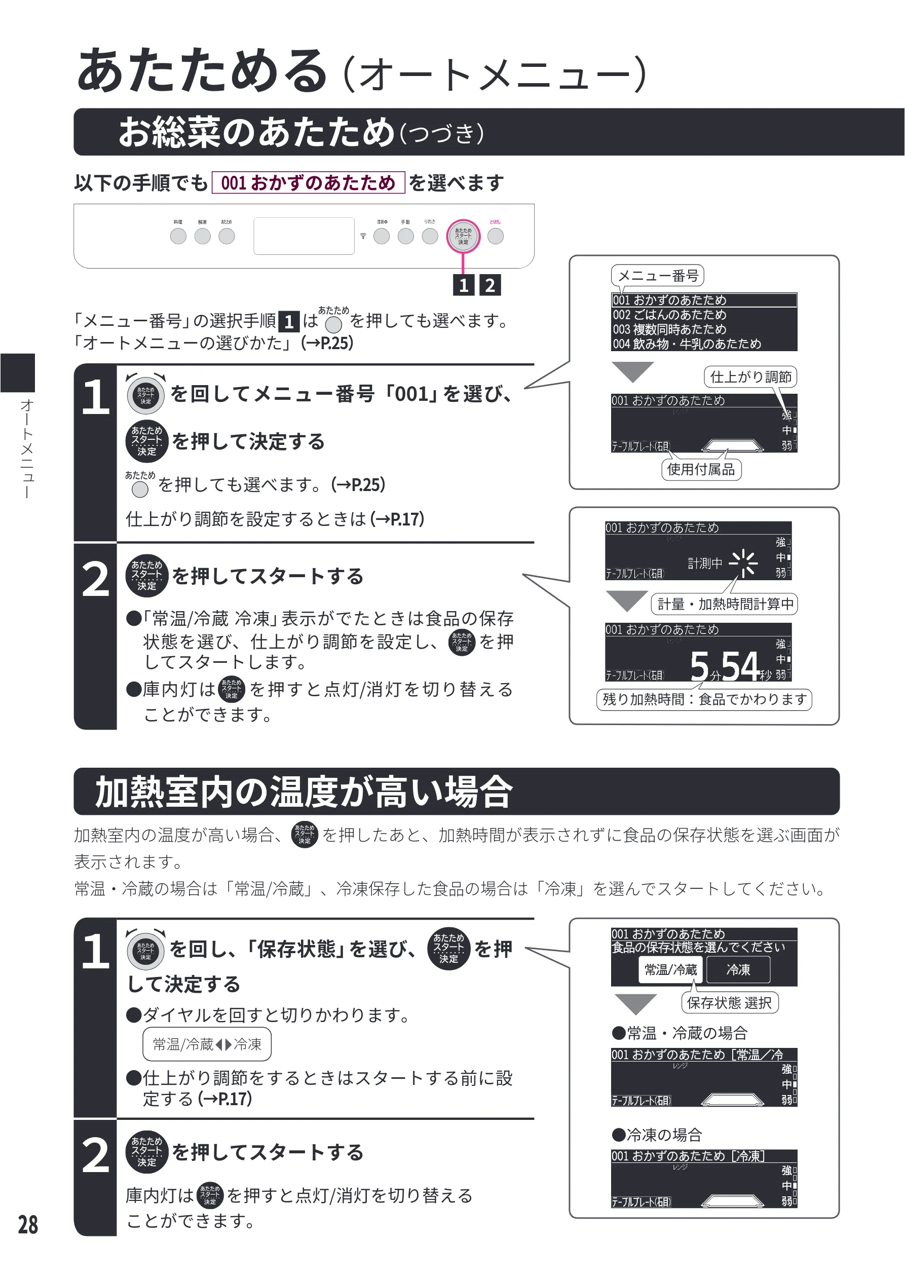 日立 MRO-WEE6 取扱説明書 — 加熱室内の温度が高い場合 — 図版 28-1 — 28ページ