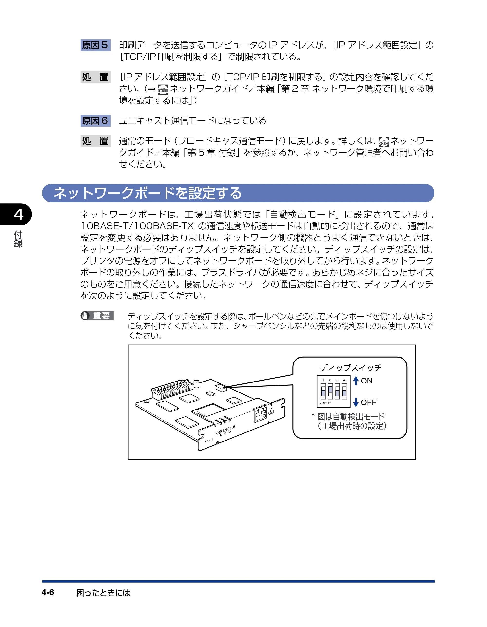 キヤノン LBP3600 ネットワークガイド/スタート編 2006年5月25日更新 (PDF形式/2.29Mバイト) — ネットワークボードを設定する — 原本ページ — 58ページ