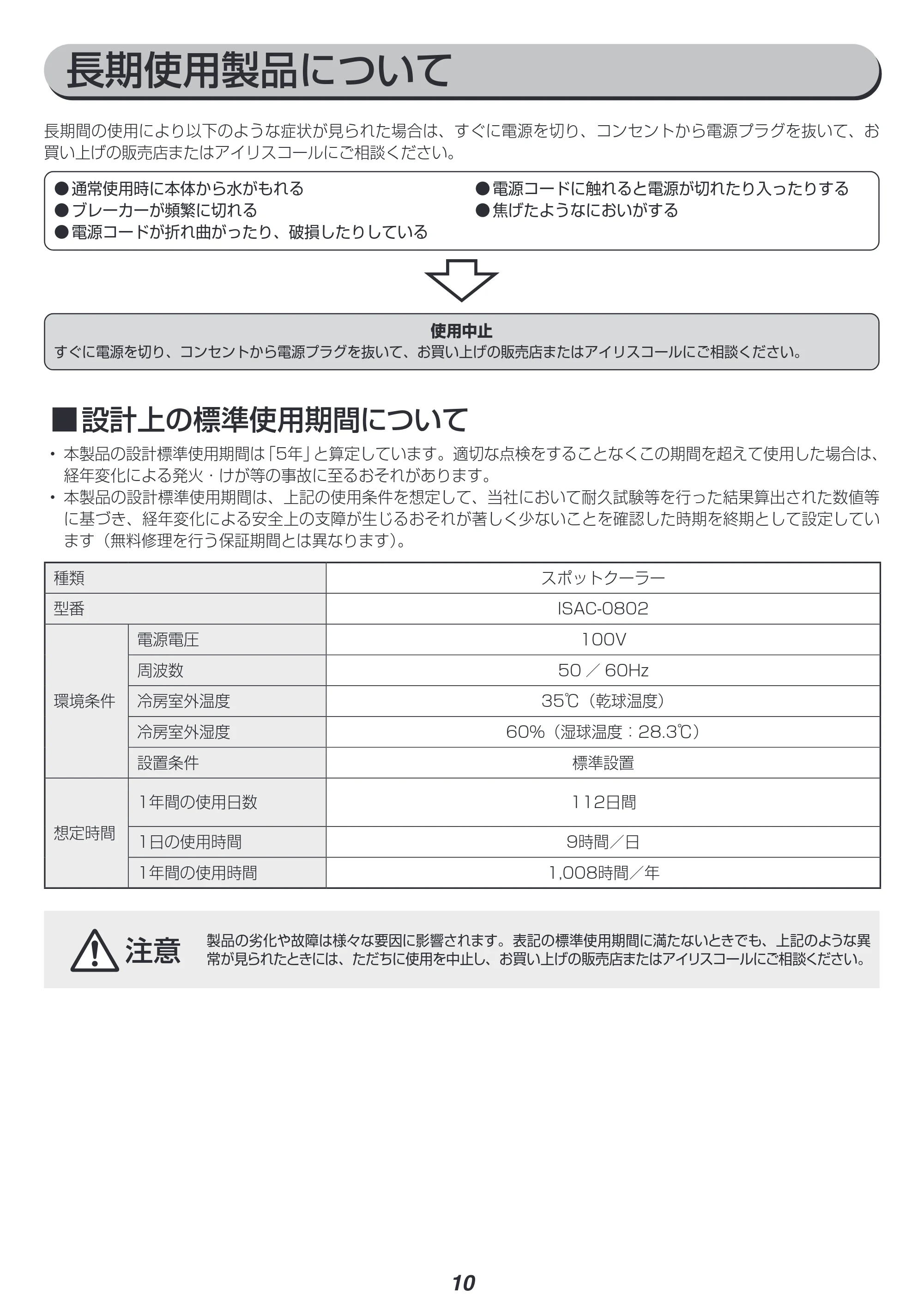 アイリスオーヤマ ISAC-0802 取扱説明書 — 原本ページ — 10ページ