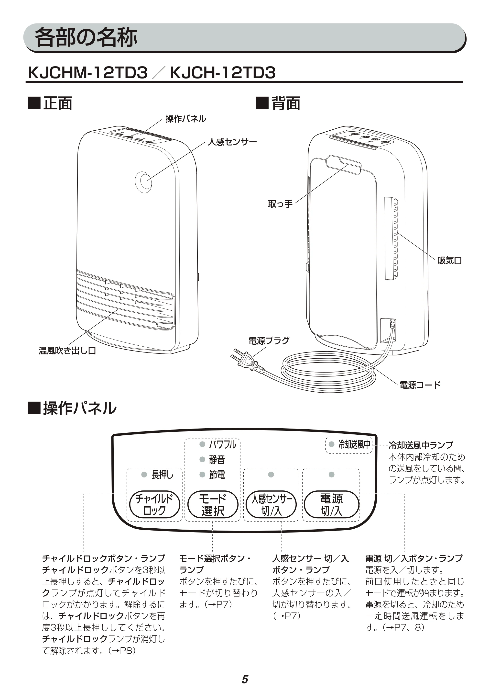 アイリスオーヤマ KJCHM-12TD3 取扱説明書 — 原本ページ — 5ページ