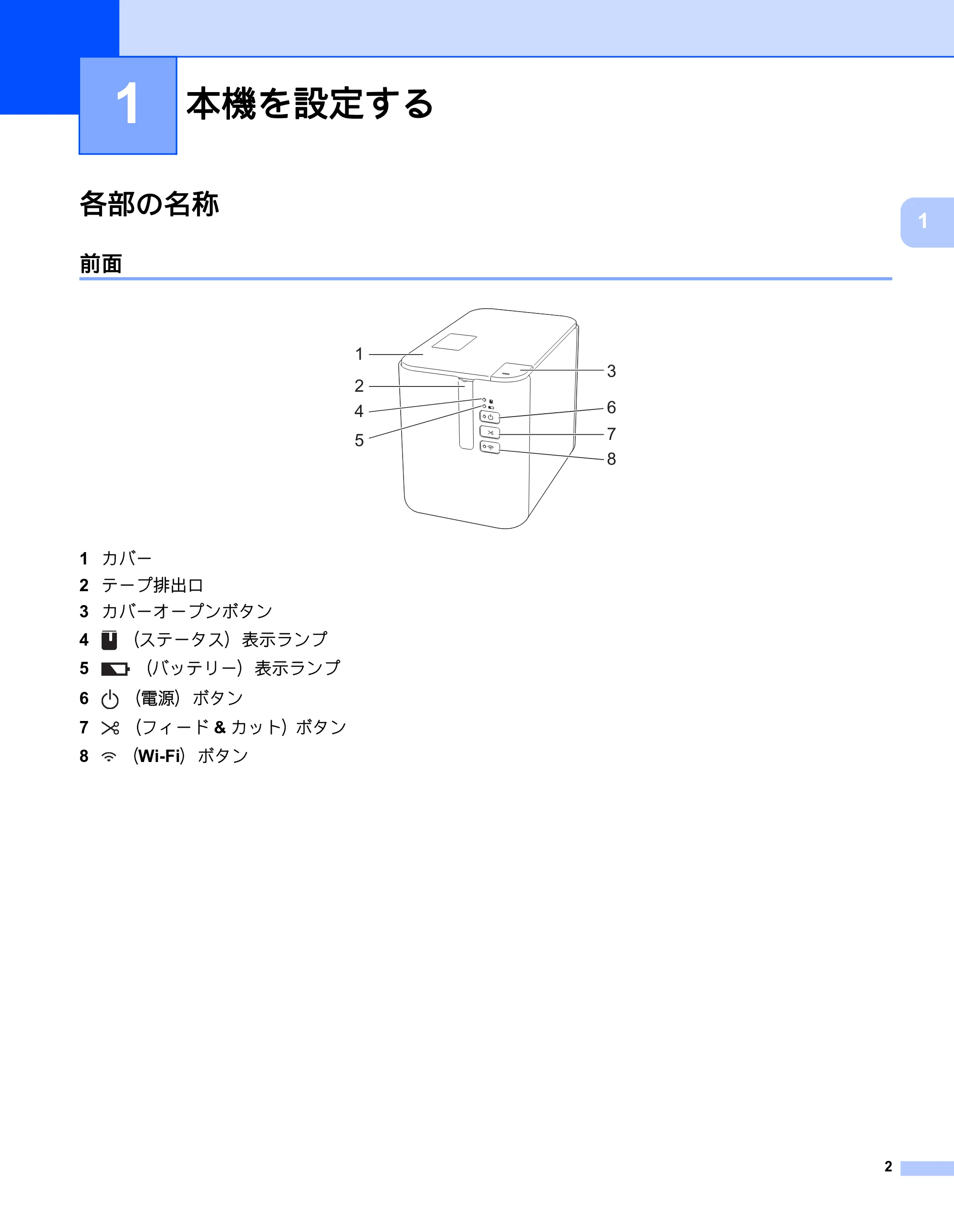 ブラザー PT-P900W / PT-P950NW ユーザーズガイド — 1 本機を設定する — 原本ページ — 12ページ