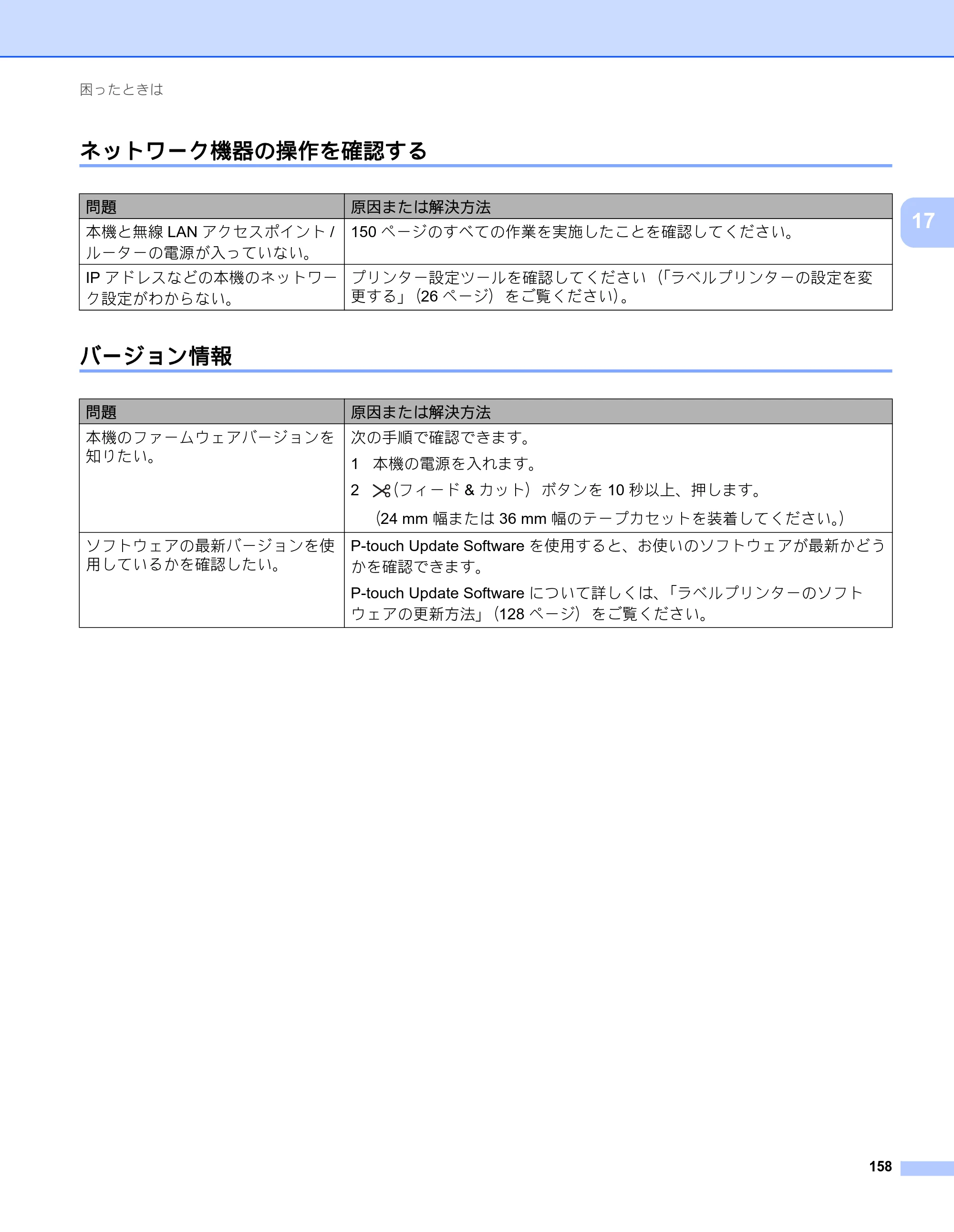 ブラザー PT-P900W / PT-P950NW ユーザーズガイド — ネットワーク機器の操作を確認する — 原本ページ — 168ページ