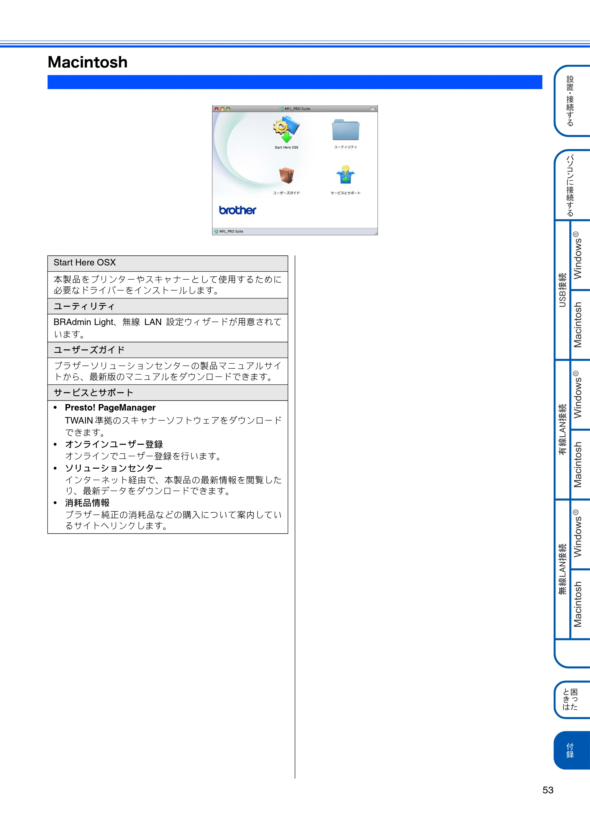 ブラザー DCP-J515N / DCP-J715N かんたん設置ガイド — Macintosh — 原本ページ — 55ページ