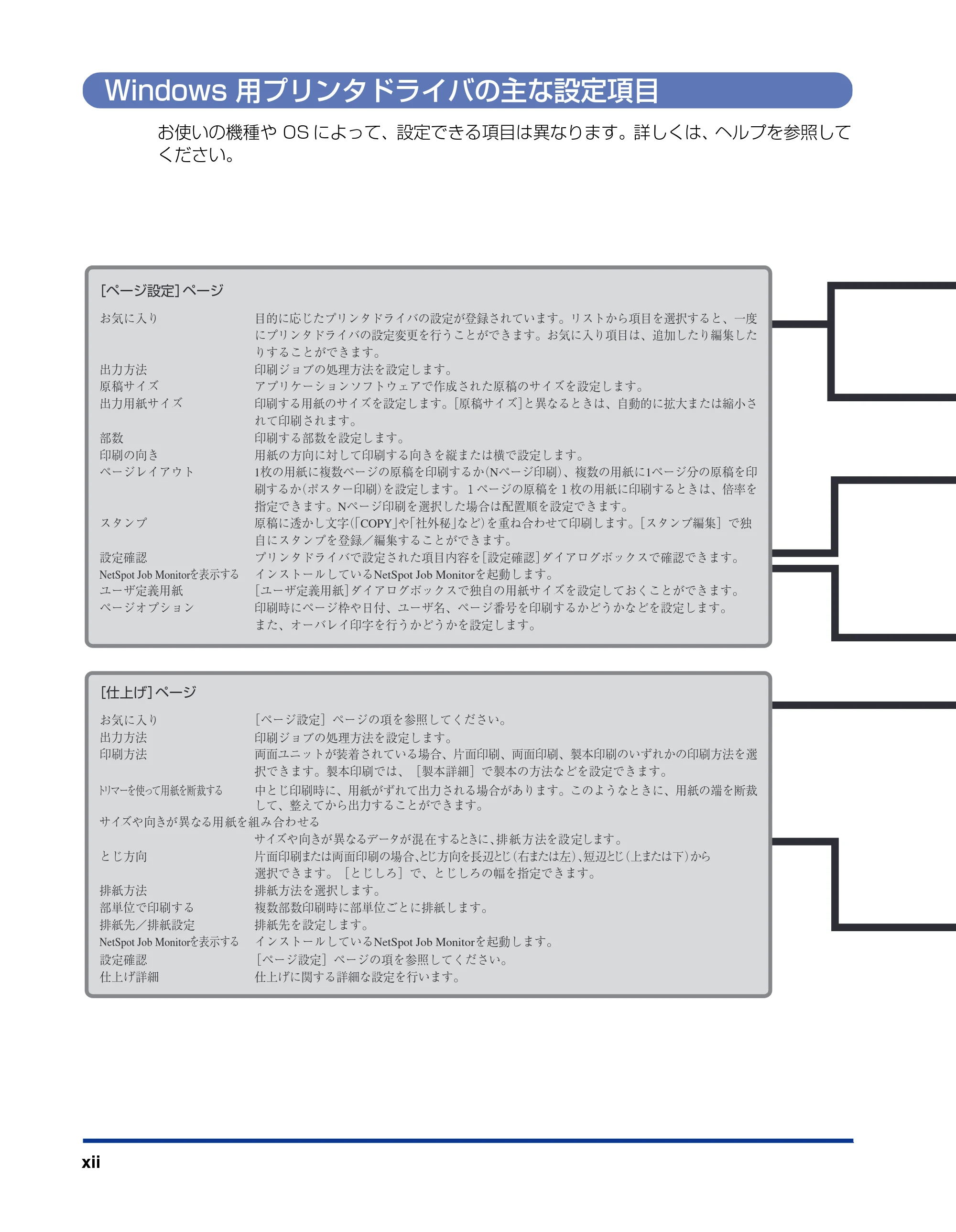 キヤノン LBP-1310 LIPSソフトウエアガイド (PDF形式/7.86Mバイト) — Windows用プリンタドライバの主な設定項目 — 原本ページ — 14ページ
