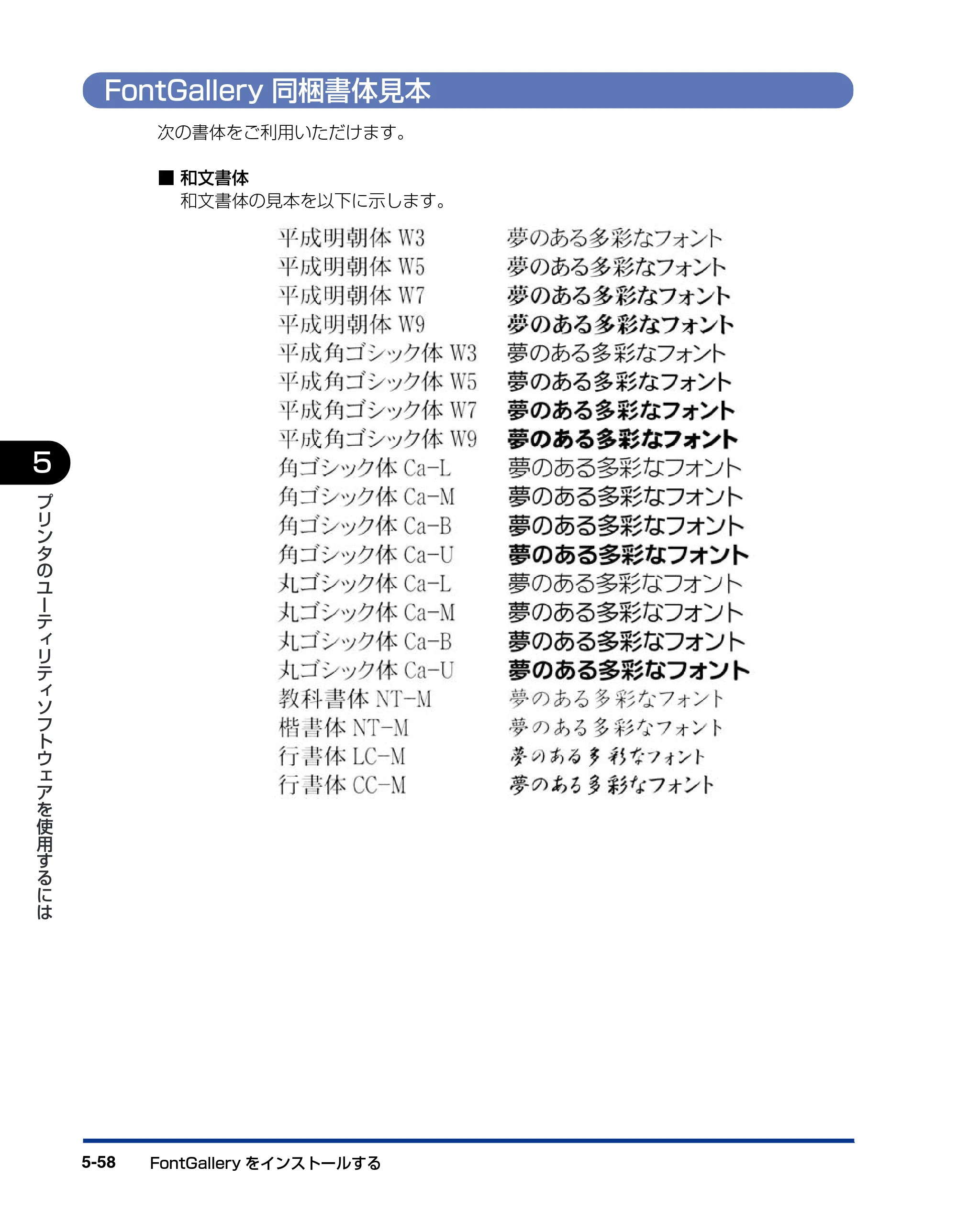 キヤノン LBP-1310 LIPSソフトウエアガイド （PDF形式／7.86Mバイト） — FontGallery同梱書体見本 — 原本ページ — 194ページ