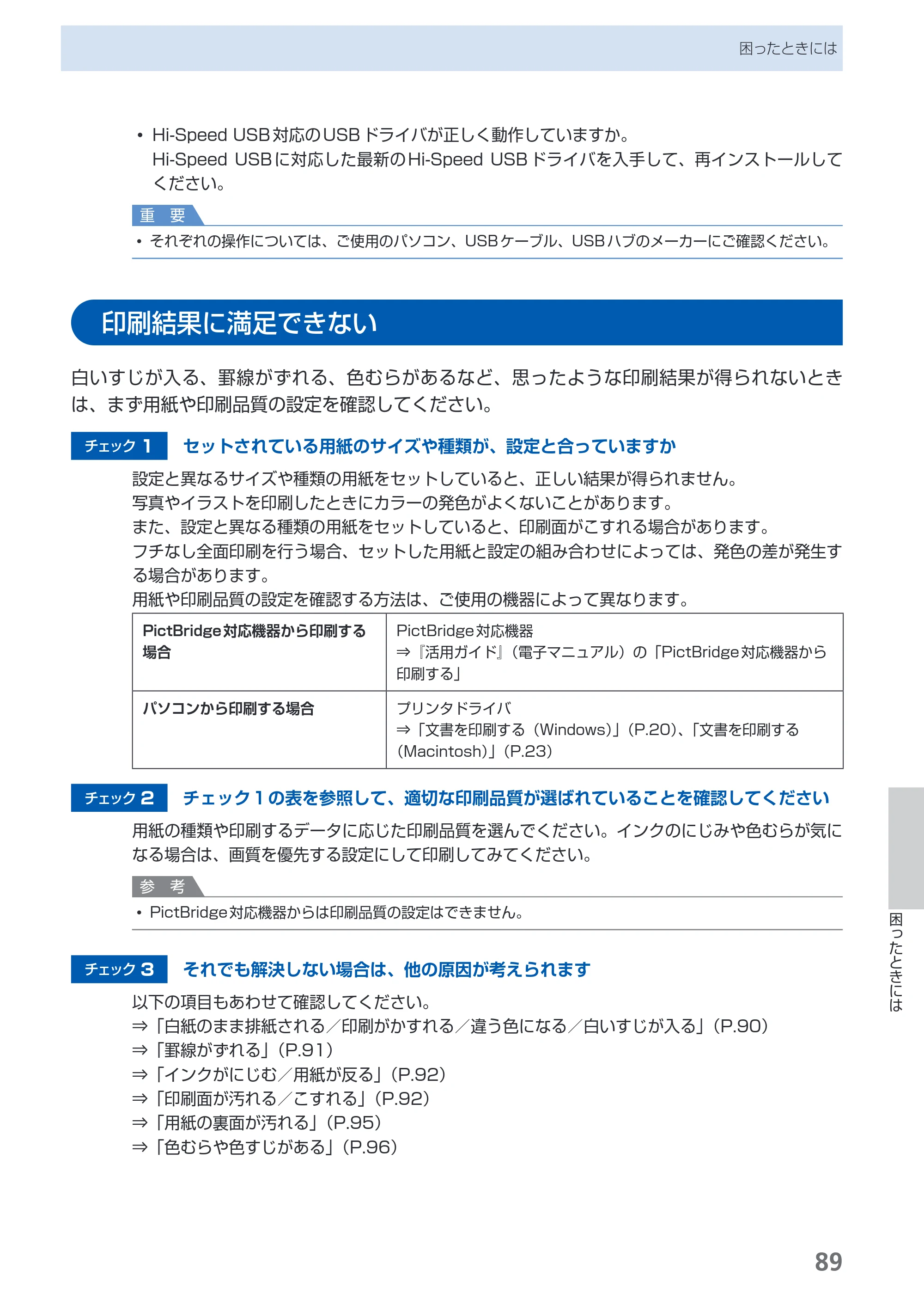 キヤノン PIXUS Pro9000 Mark II 基本操作ガイド （PDF形式／15.21Mバイト） — 印刷結果に満足できない — 原本ページ — 91ページ
