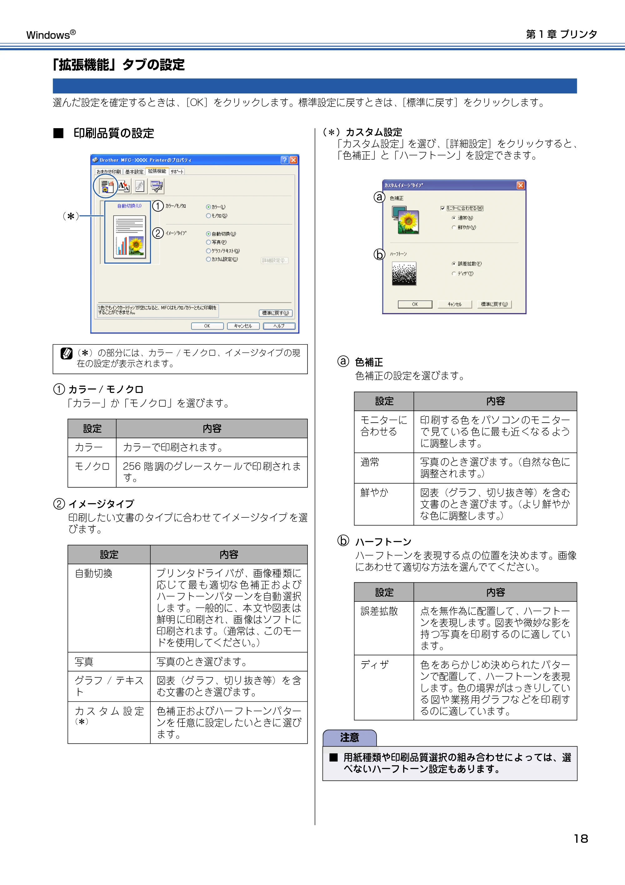 ブラザー DCP-115C / MFC-425CN / MFC-615CL ユーザーズガイド ~パソコン活用編~ — 「拡張機能」タブの設定 — 原本ページ — 19ページ