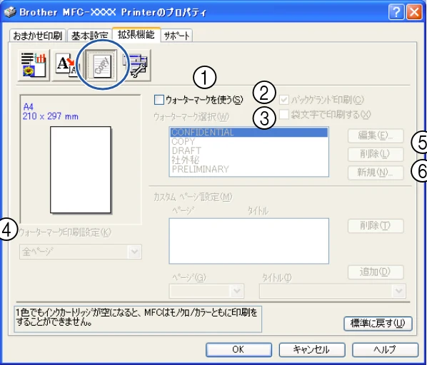 ブラザー DCP-115C / MFC-425CN / MFC-615CL ユーザーズガイド ～パソコン活用編～ — 5 ウォーターマークの編集／削除 — 図版 21-1 — 21ページ