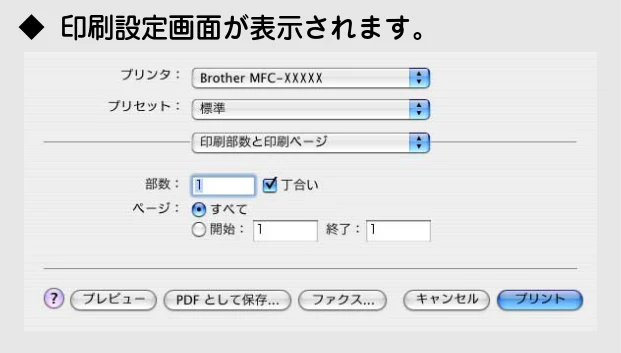 ブラザー DCP-115C / MFC-425CN / MFC-615CL ユーザーズガイド ～パソコン活用編～ — 印刷する ［Mac OS X 10.2.4以降］ — 図版 85-2 — 85ページ