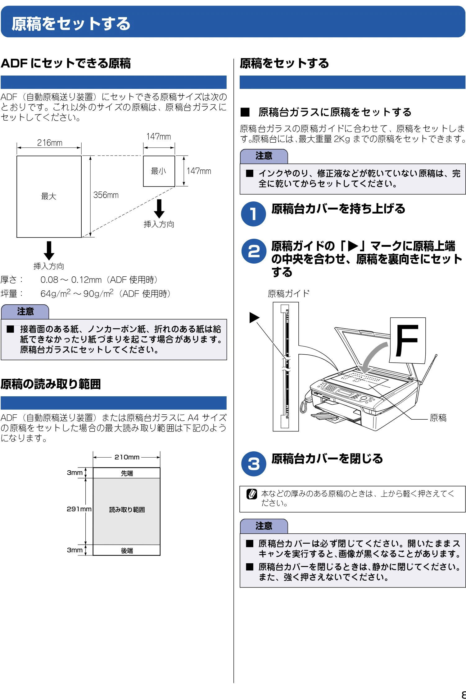 ブラザー DCP-115C / MFC-425CN / MFC-615CL ユーザーズガイド ~パソコン活用編~ — 原稿をセットする — 図版 90-1 — 90ページ
