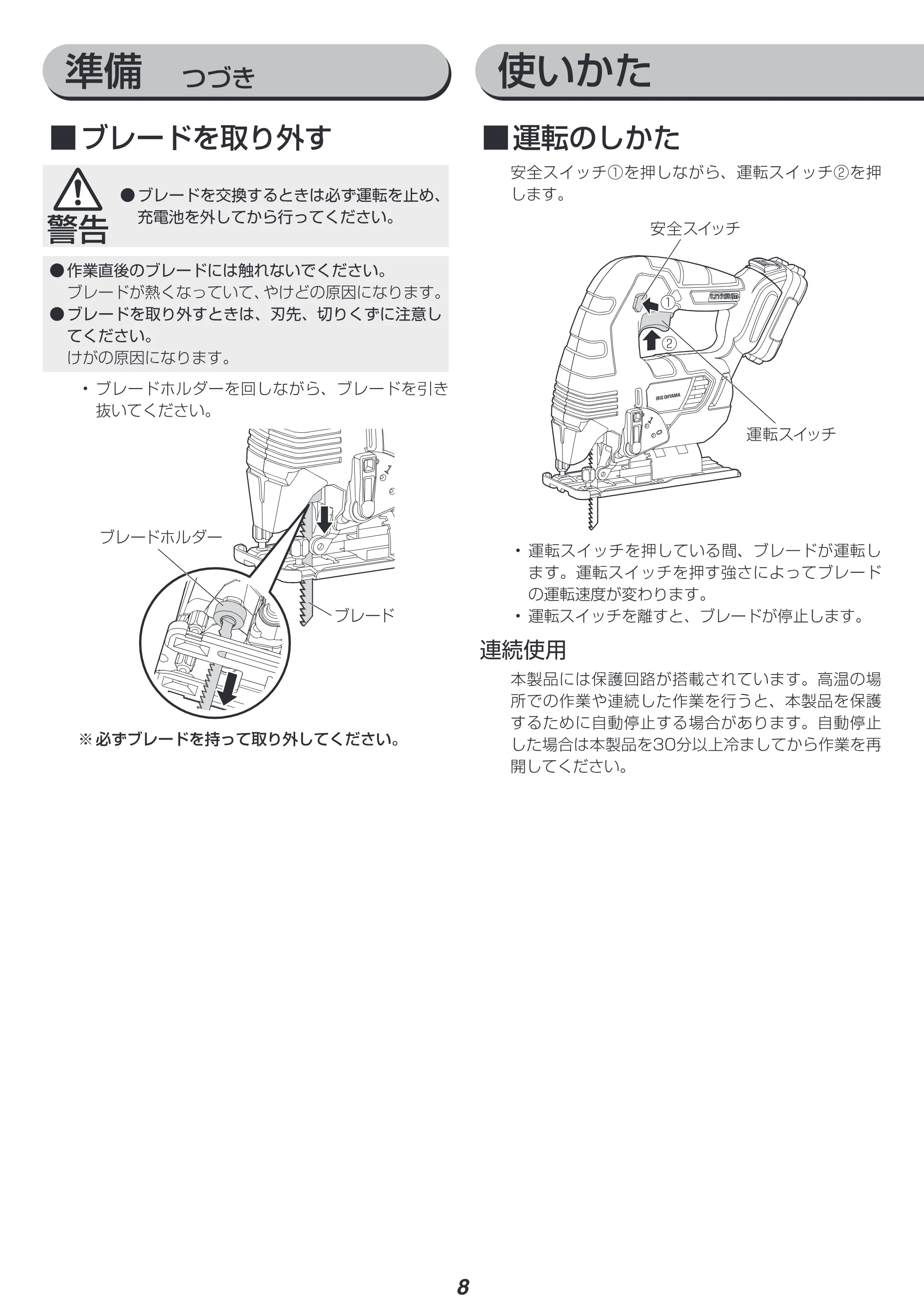 アイリスオーヤマ JJS101-Z 取扱説明書 — 原本ページ — 8ページ