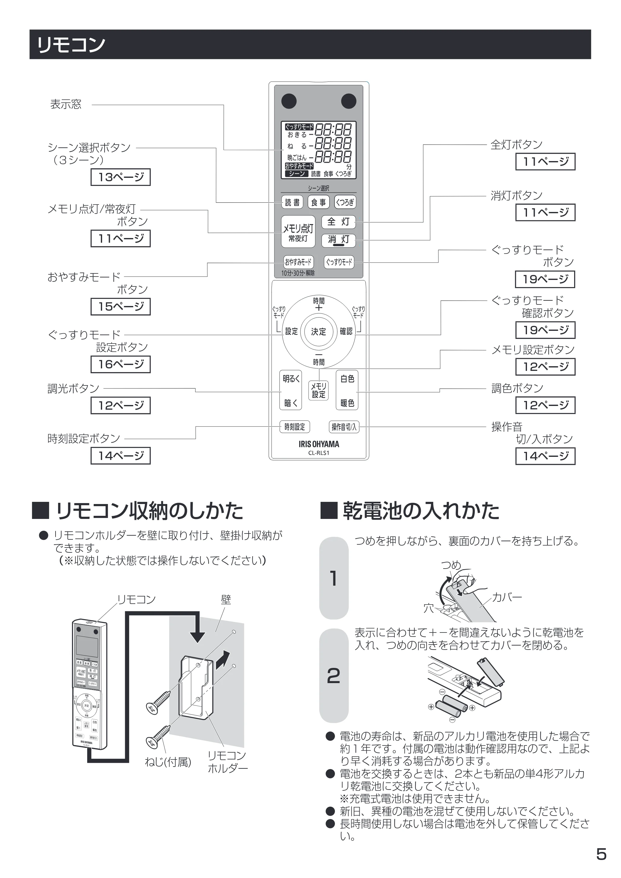 アイリスオーヤマ CL8DL / S-FEIII 取扱説明書 — 原本ページ — 5ページ