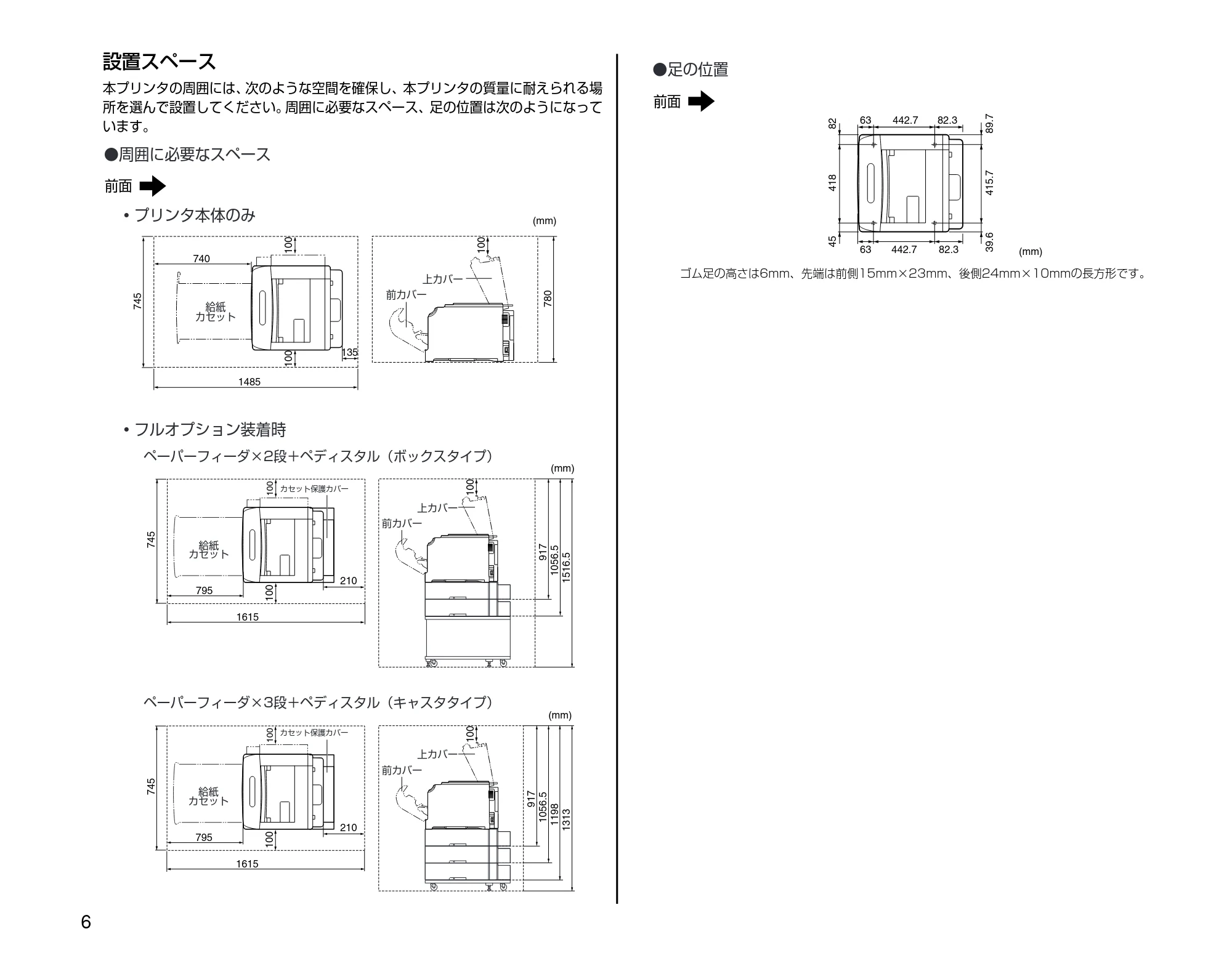キヤノン LBP5600 設置時にお読みください 2006年8月29日更新 (PDF形式/4.83Mバイト) — 設置スペース — 原本ページ — 6ページ