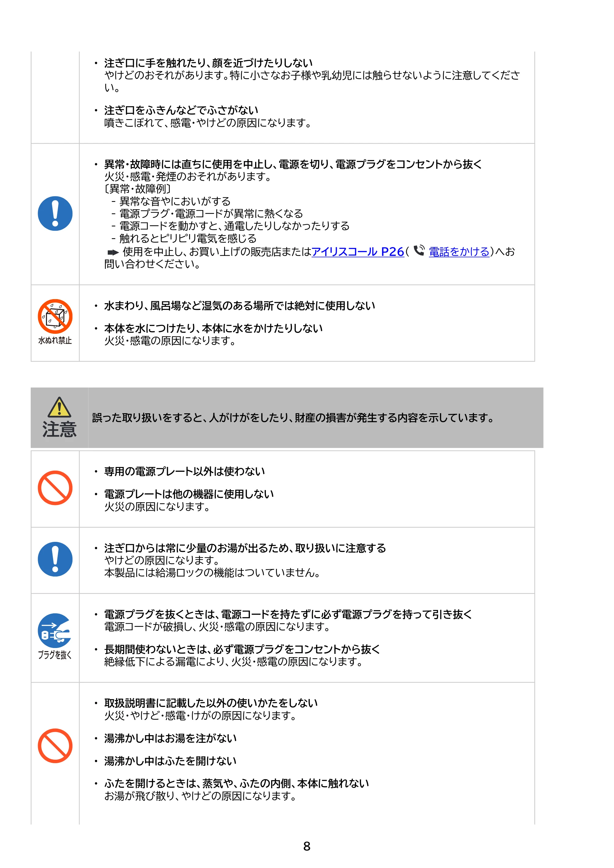 アイリスオーヤマ IBKT-800 取扱説明書 — 原本ページ — 8ページ