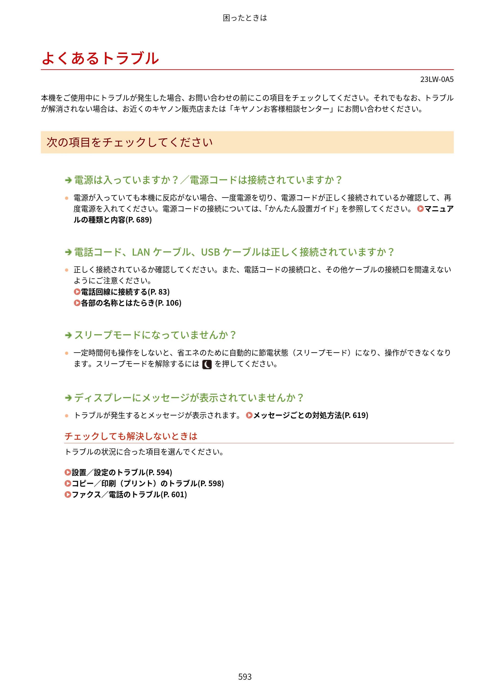 キヤノン MF521dw ユーザーズガイド 2023年8月24日更新（PDF：6.71MB） — よくあるトラブル — 原本ページ — 601ページ