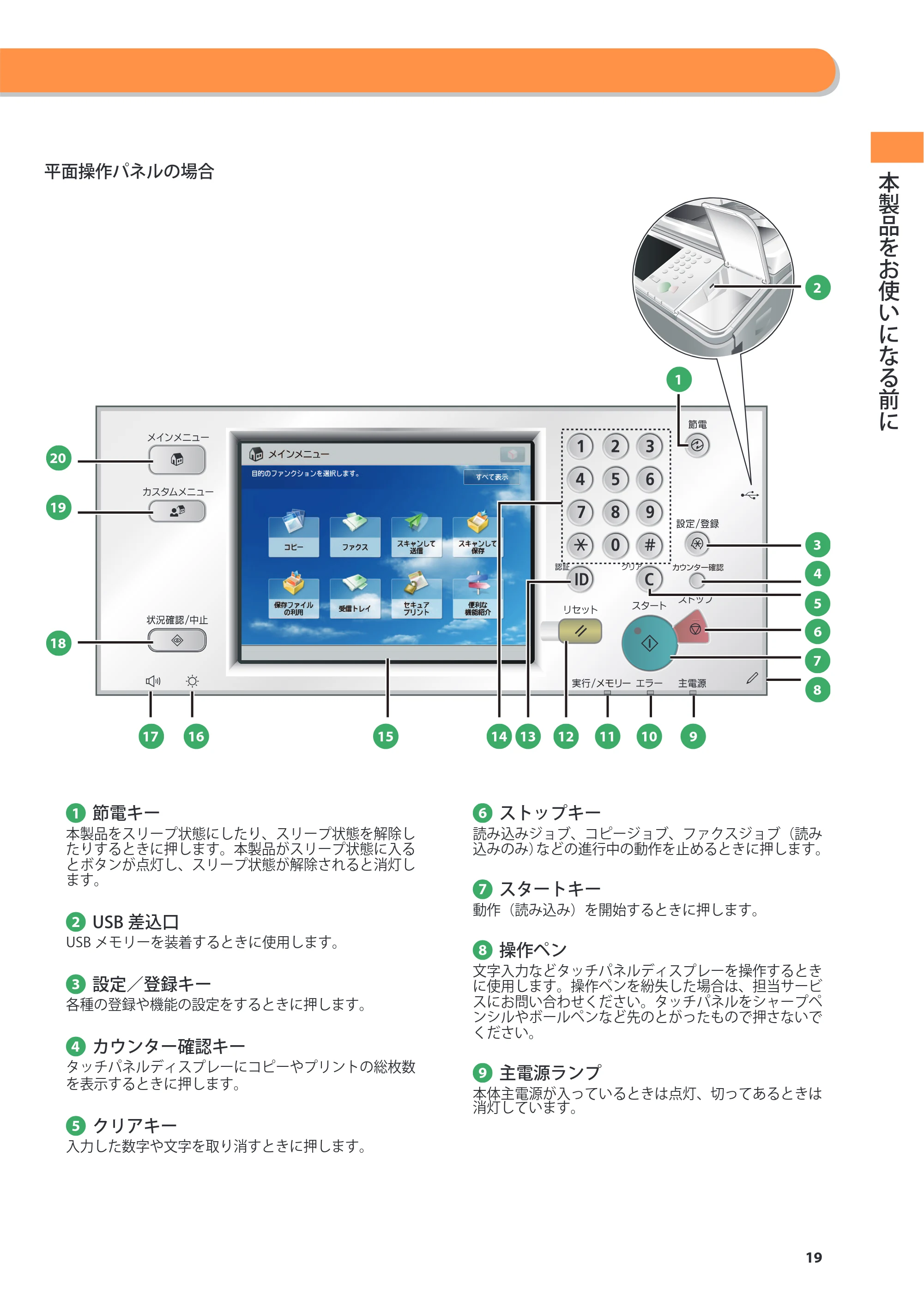 キヤノン C7270/C7260 オンラインマニュアル 基本操作ガイド 2013年1月16日更新（PDF：21.3MB） — 原本ページ — 19ページ