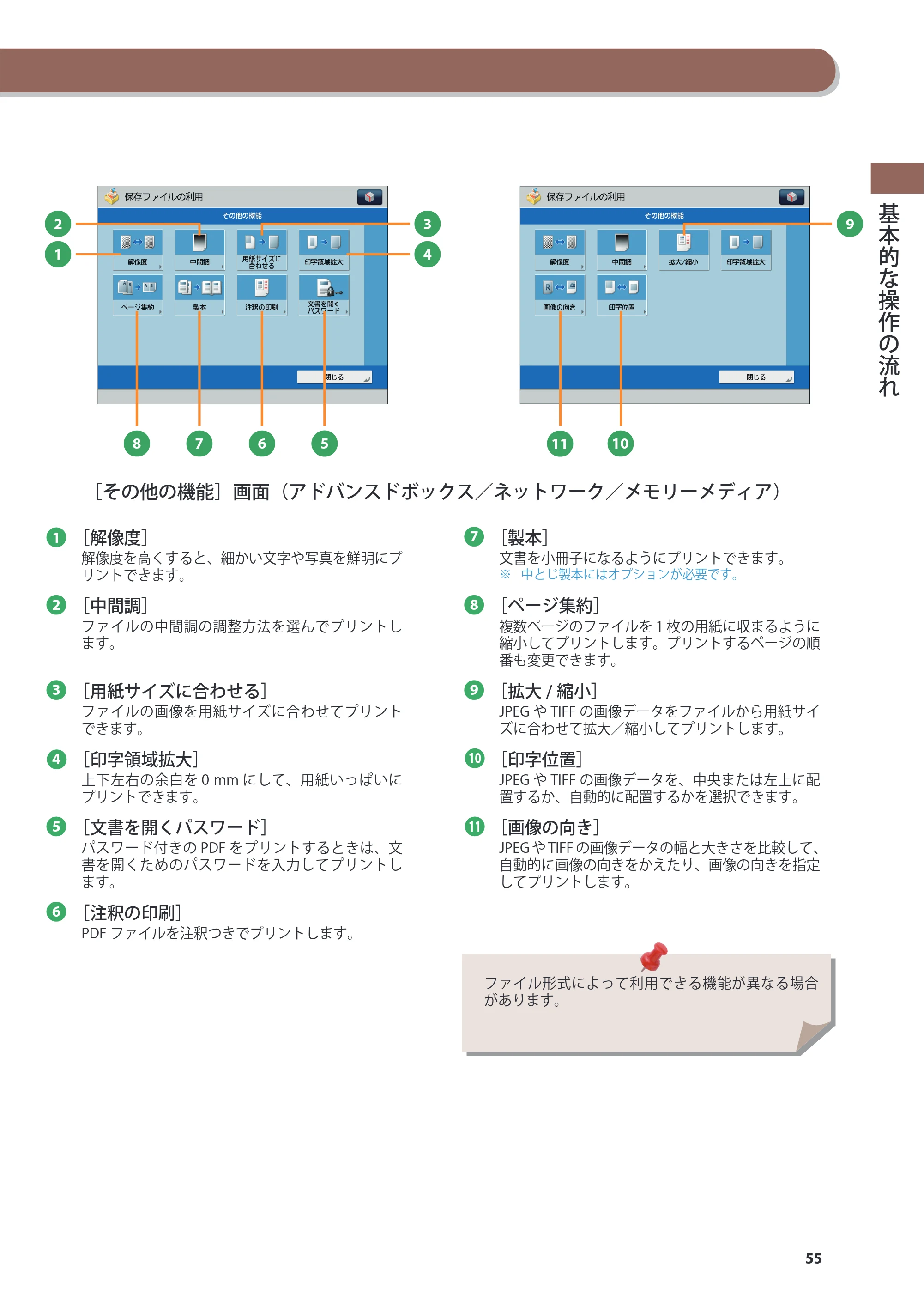 キヤノン C7270/C7260 オンラインマニュアル 基本操作ガイド 2013年1月16日更新（PDF：21.3MB） — 原本ページ — 55ページ