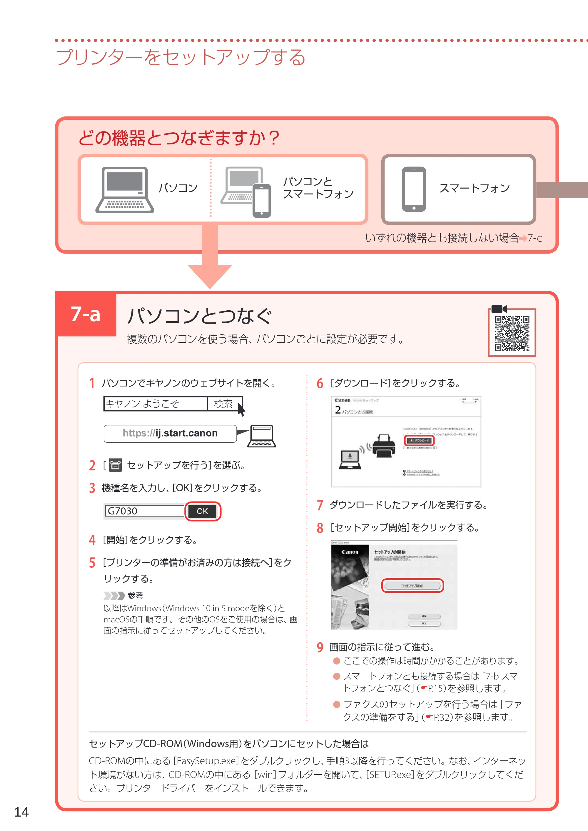 キヤノン G7030 設置・基本操作マニュアル 2022年2月15日掲載（PDF：8.37MB） — 7-a パソコンとつなぐ — 原本ページ — 16ページ