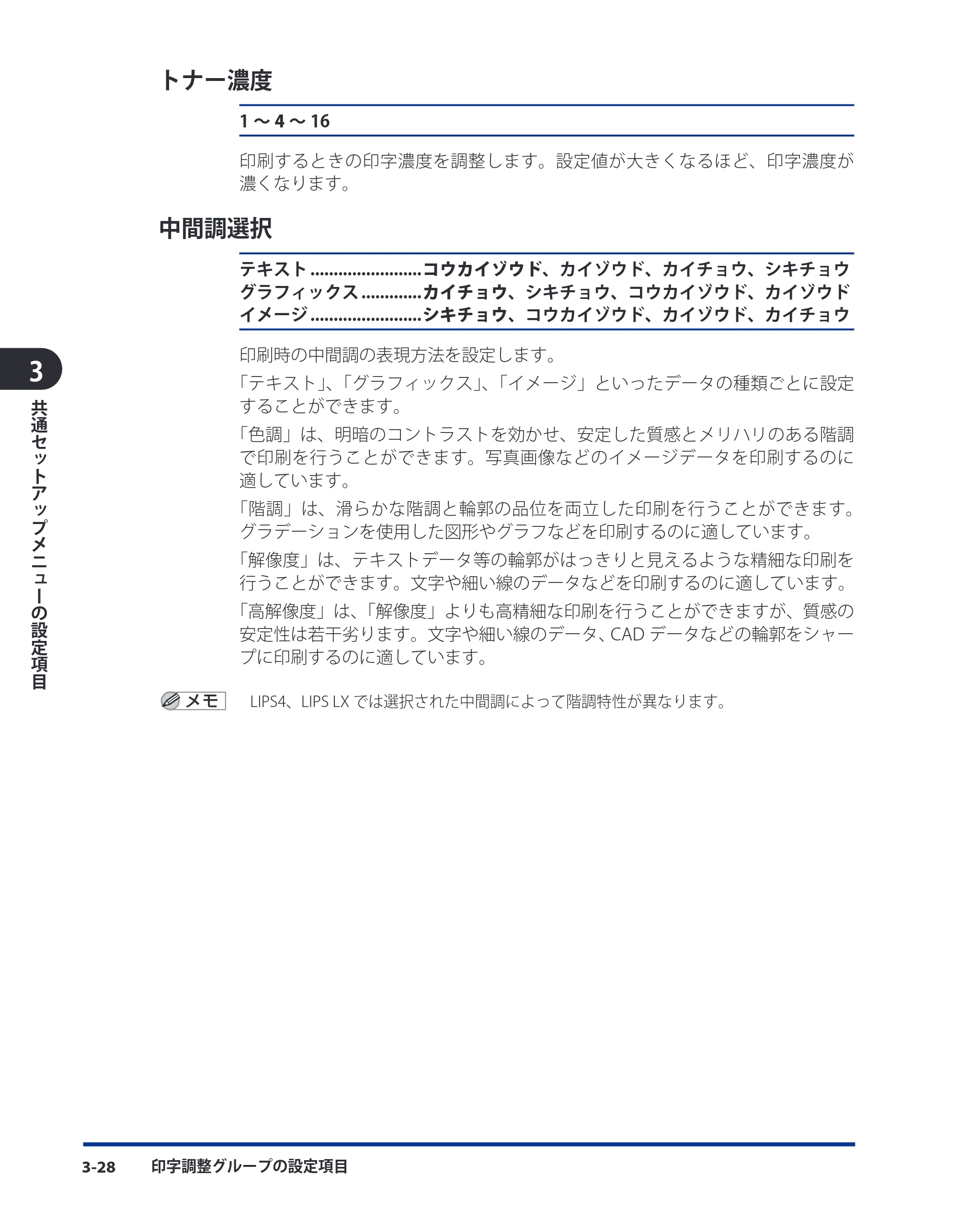キヤノン LBP3980 LIPS機能ガイド 2008年5月20日掲載 （PDF形式／4.24Mバイト） — トナー濃度 — 原本ページ — 74ページ