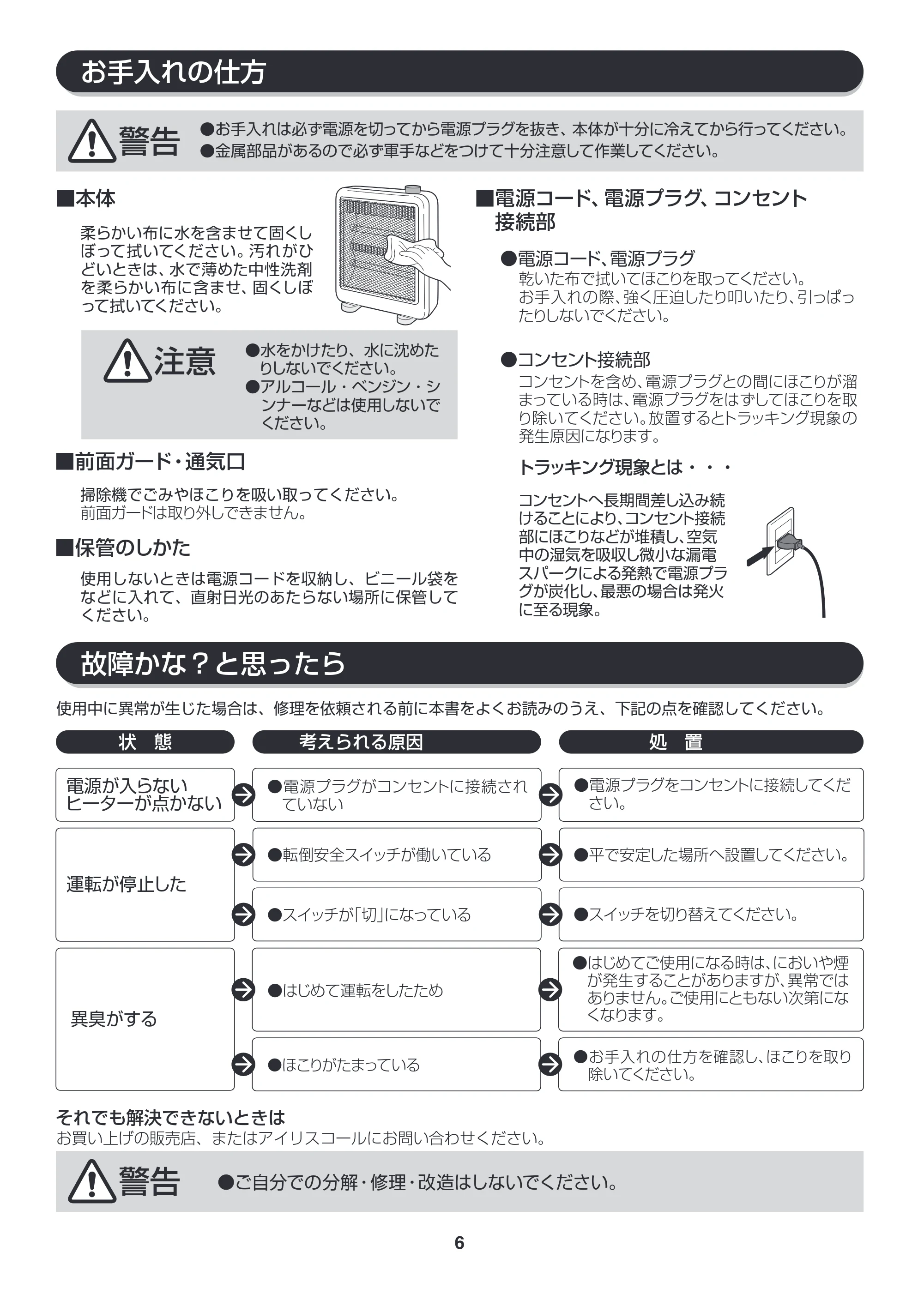 アイリスオーヤマ EHT-800W 取扱説明書 — 原本ページ — 6ページ
