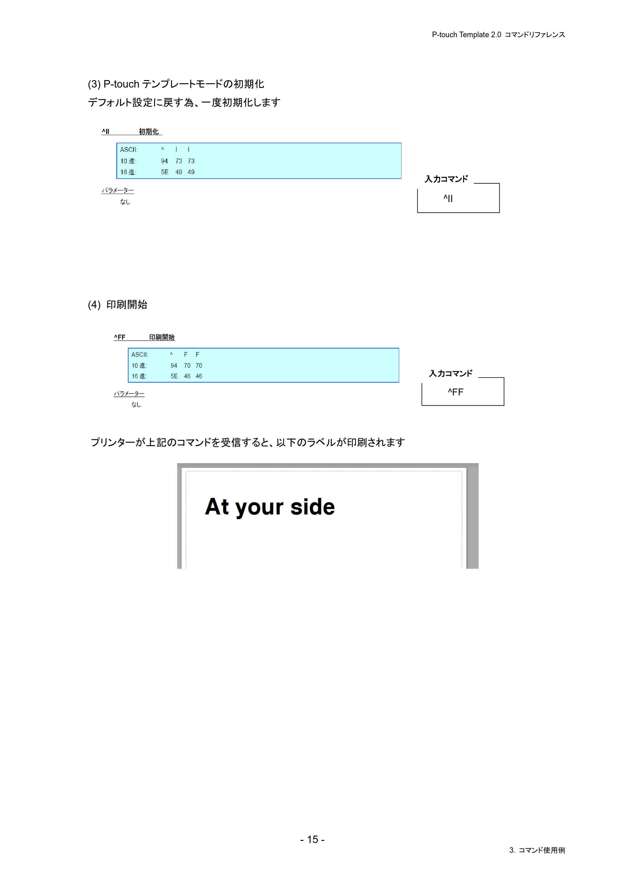 ブラザー PJ-823 / PJ-863 / PJ-883 P-touch テンプレートマニュアル / コマンドリファレンス — 原本ページ — 19ページ