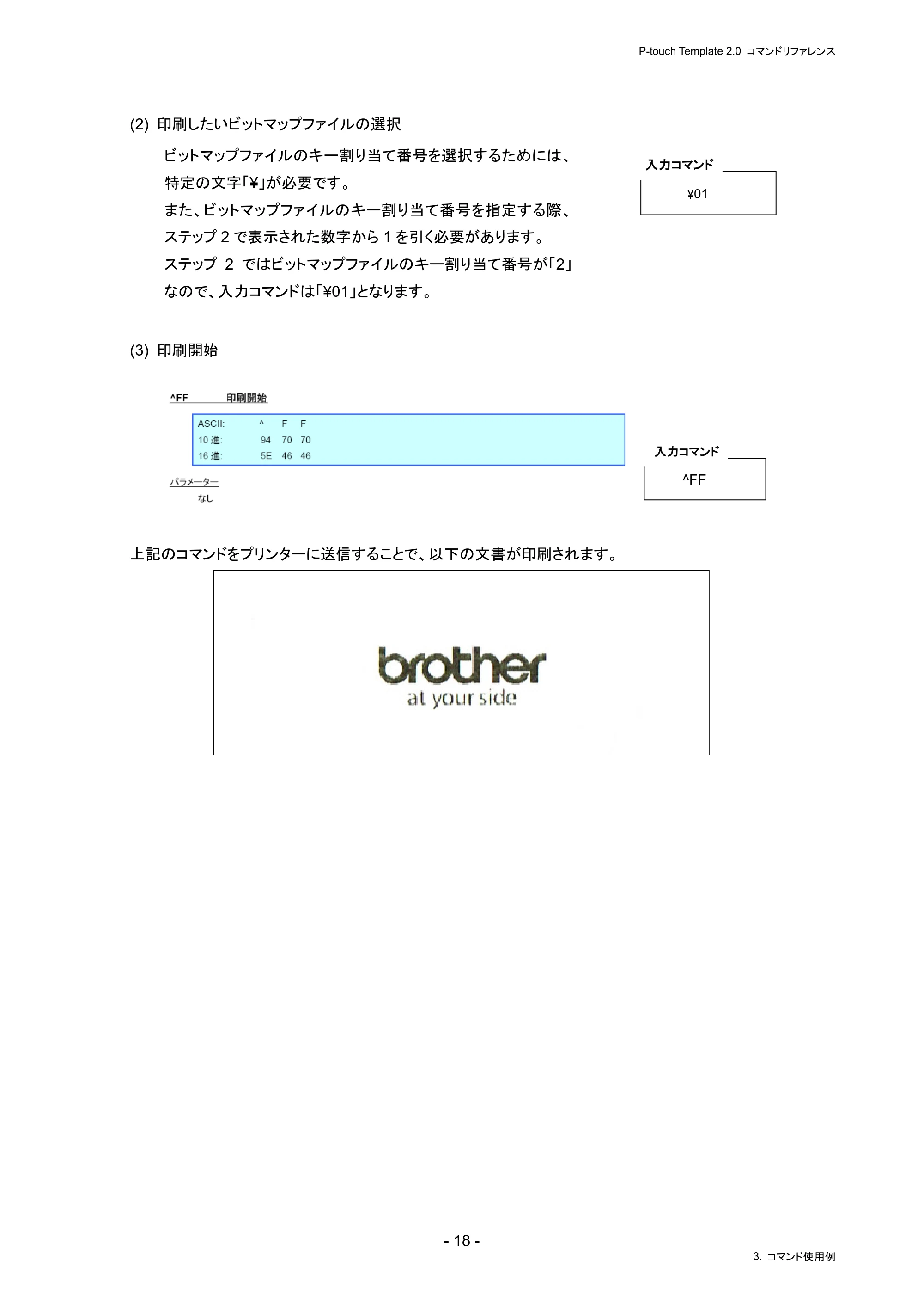 ブラザー PJ-823 / PJ-863 / PJ-883 P-touch テンプレートマニュアル / コマンドリファレンス — 原本ページ — 22ページ