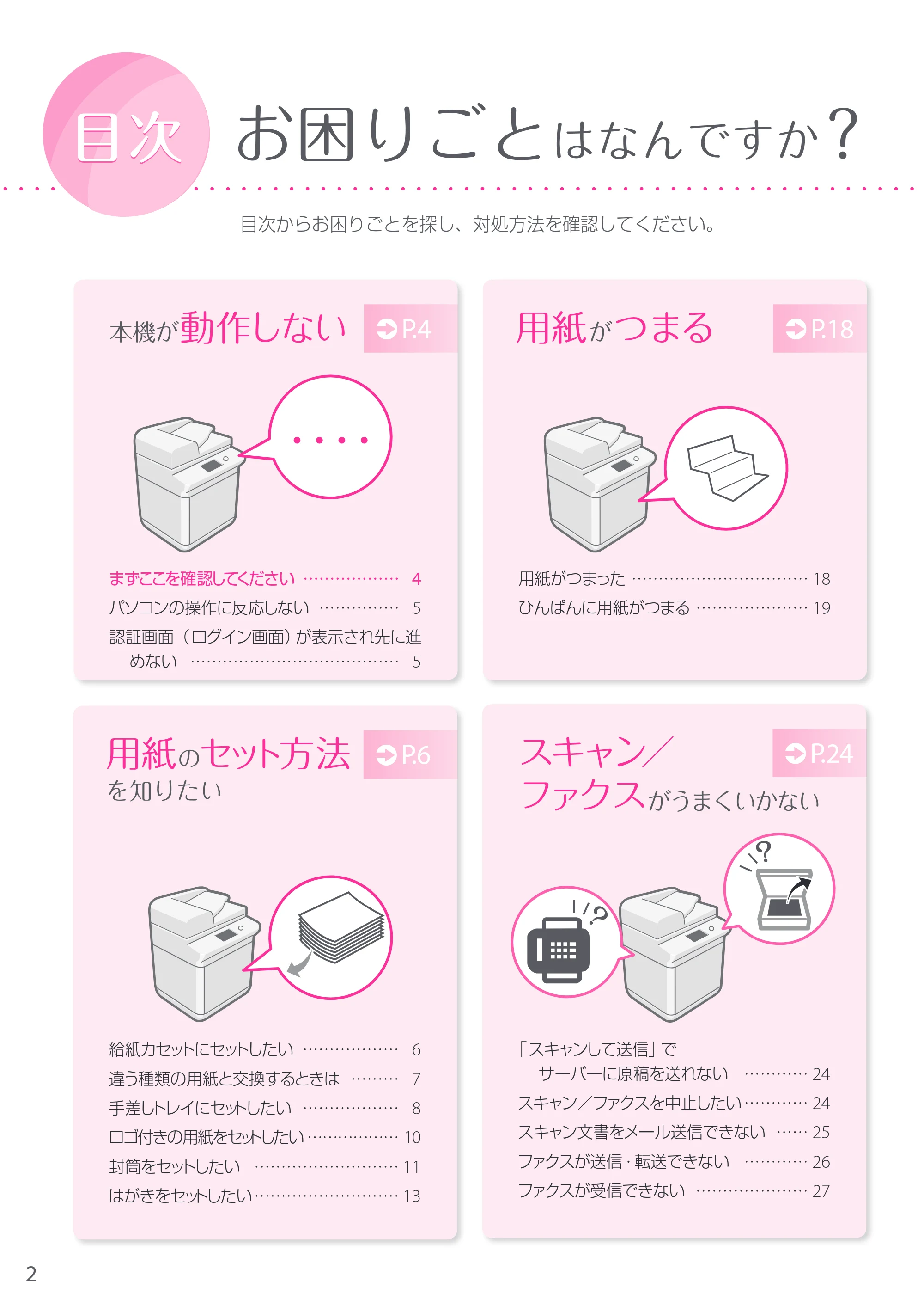 キヤノン A3機用) お困りごと解決ガイド 2019年1月18日更新 （PDF：29.9MB） — 原本ページ — 2ページ