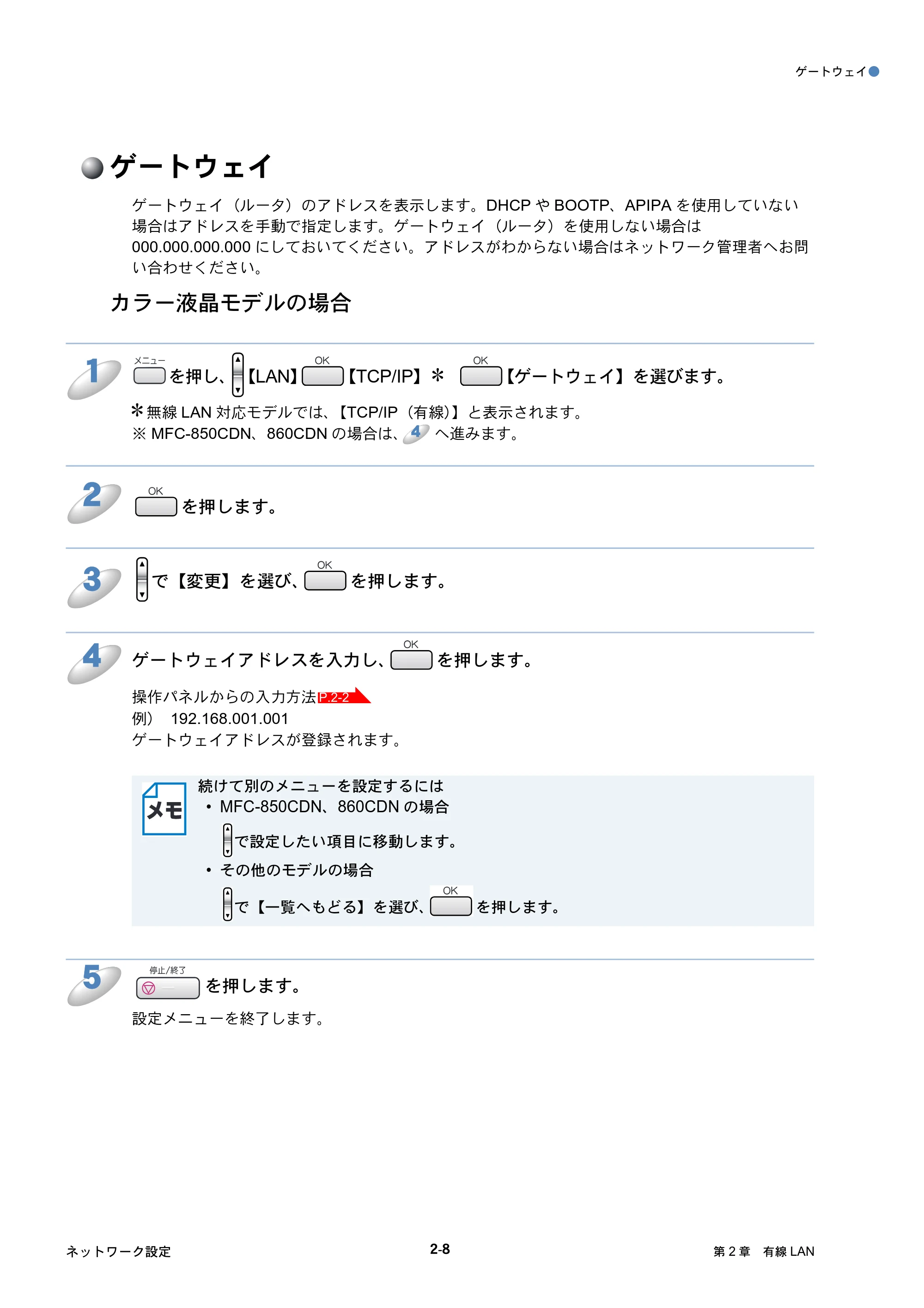 ブラザー DCP-750CN / DCP-750CNU / MFC-460CN ネットワーク取扱説明書 — ゲートウェイ — 原本ページ — 28ページ