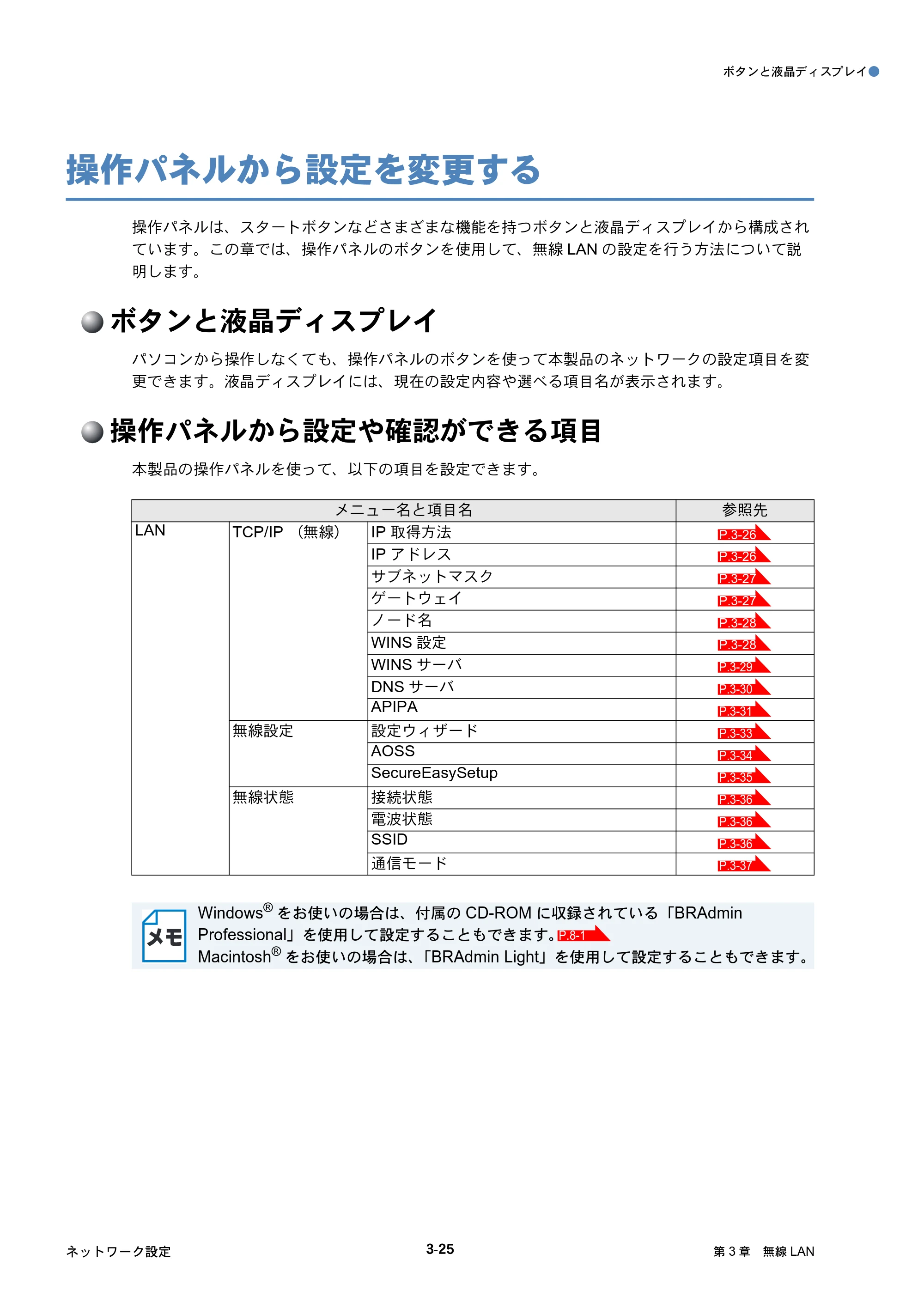 ブラザー DCP-750CN / DCP-750CNU / MFC-460CN ネットワーク取扱説明書 — 操作パネルから設定を変更する — 原本ページ — 65ページ