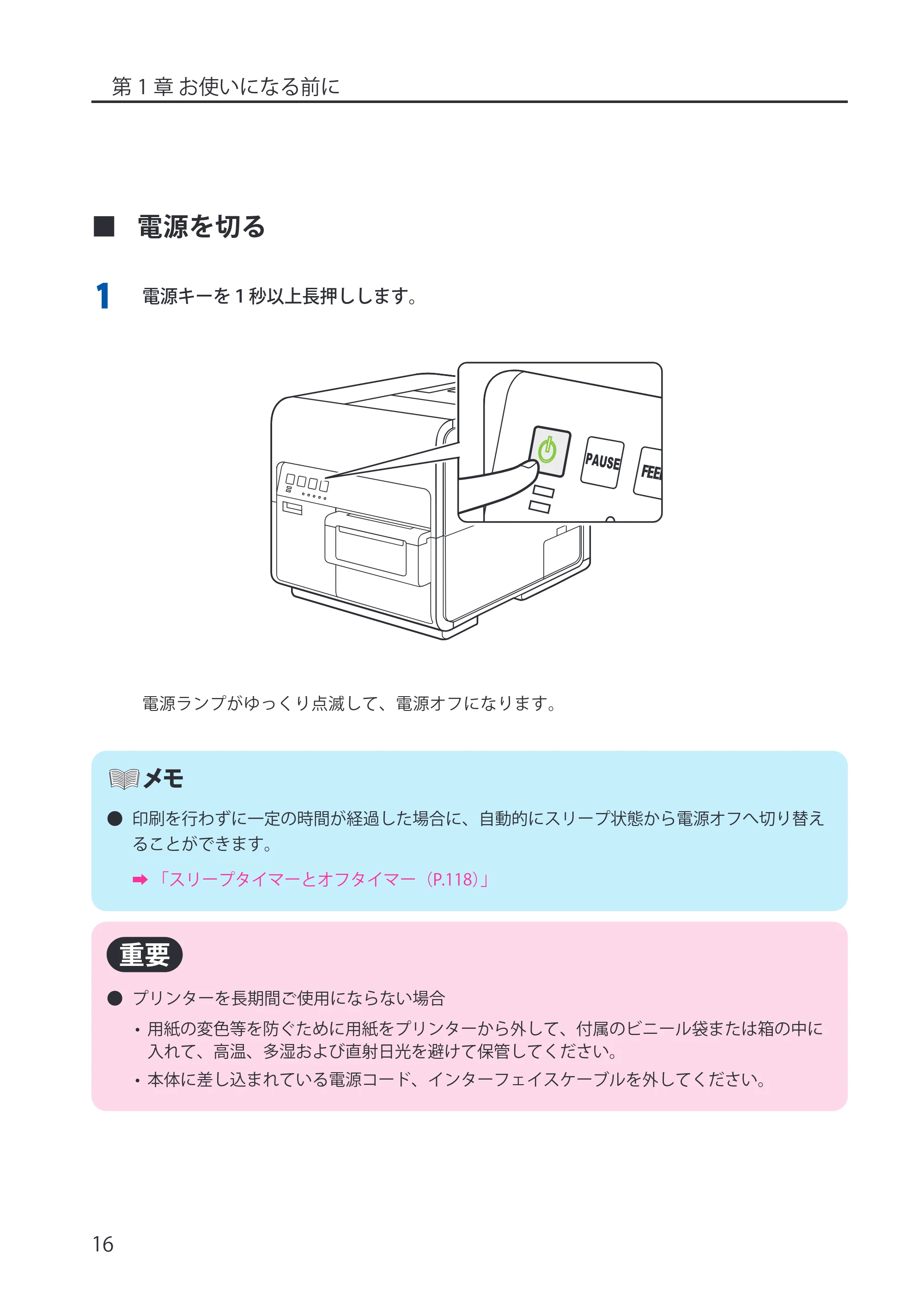 キヤノン LX-P5500/LX-D5500 LX-P5500/LX-D5500 (BJI-P512M用)ユーザーズガイド 2025年7月24日更新(PDF:15.4MB) — 電源を切る — 原本ページ — 24ページ