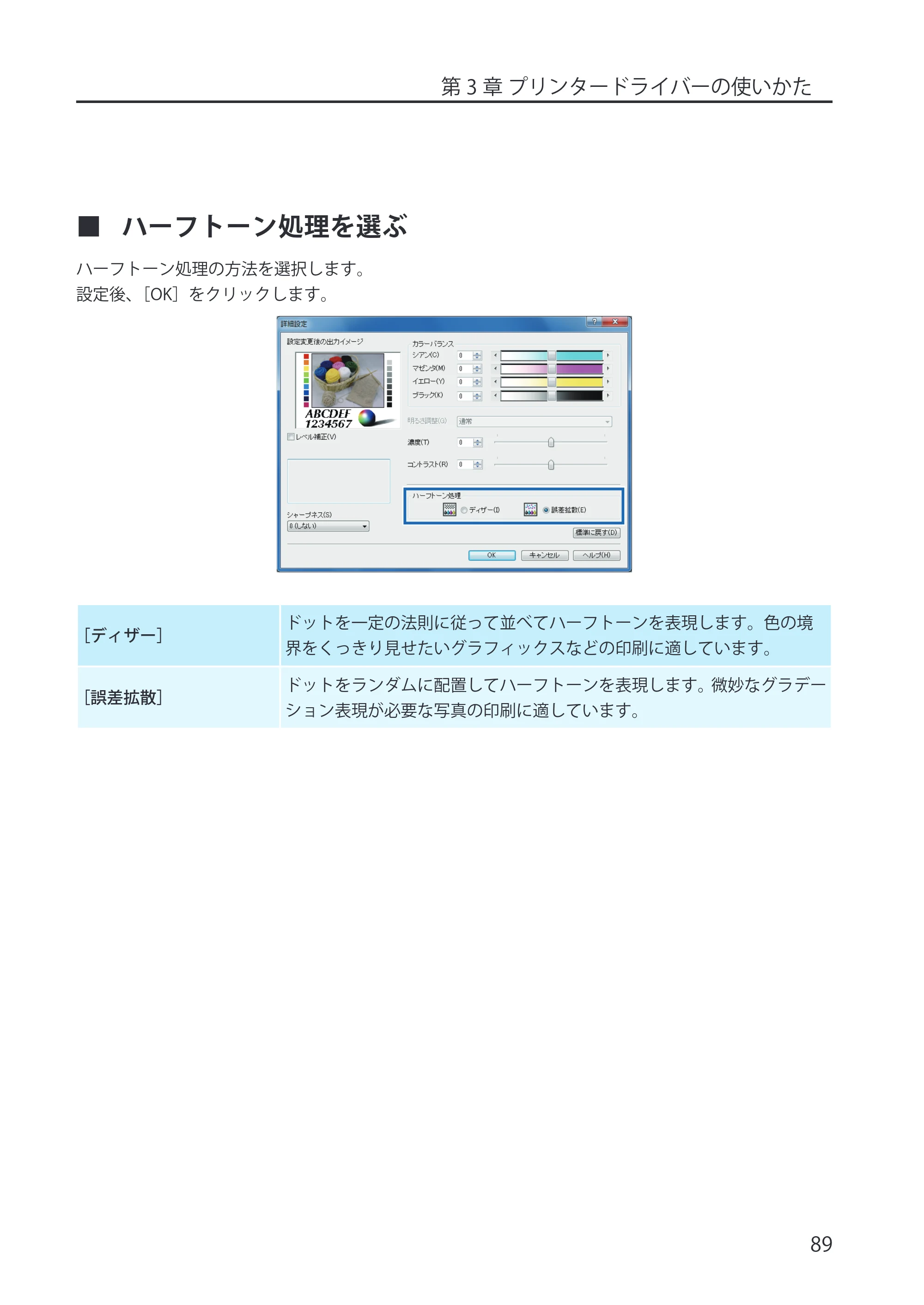 キヤノン LX-P5500/LX-D5500 LX-P5500／LX-D5500 （BJI-P512M用）ユーザーズガイド 2025年7月24日更新（PDF：15.4MB） — ハーフトーン処理を選ぶ — 原本ページ — 97ページ