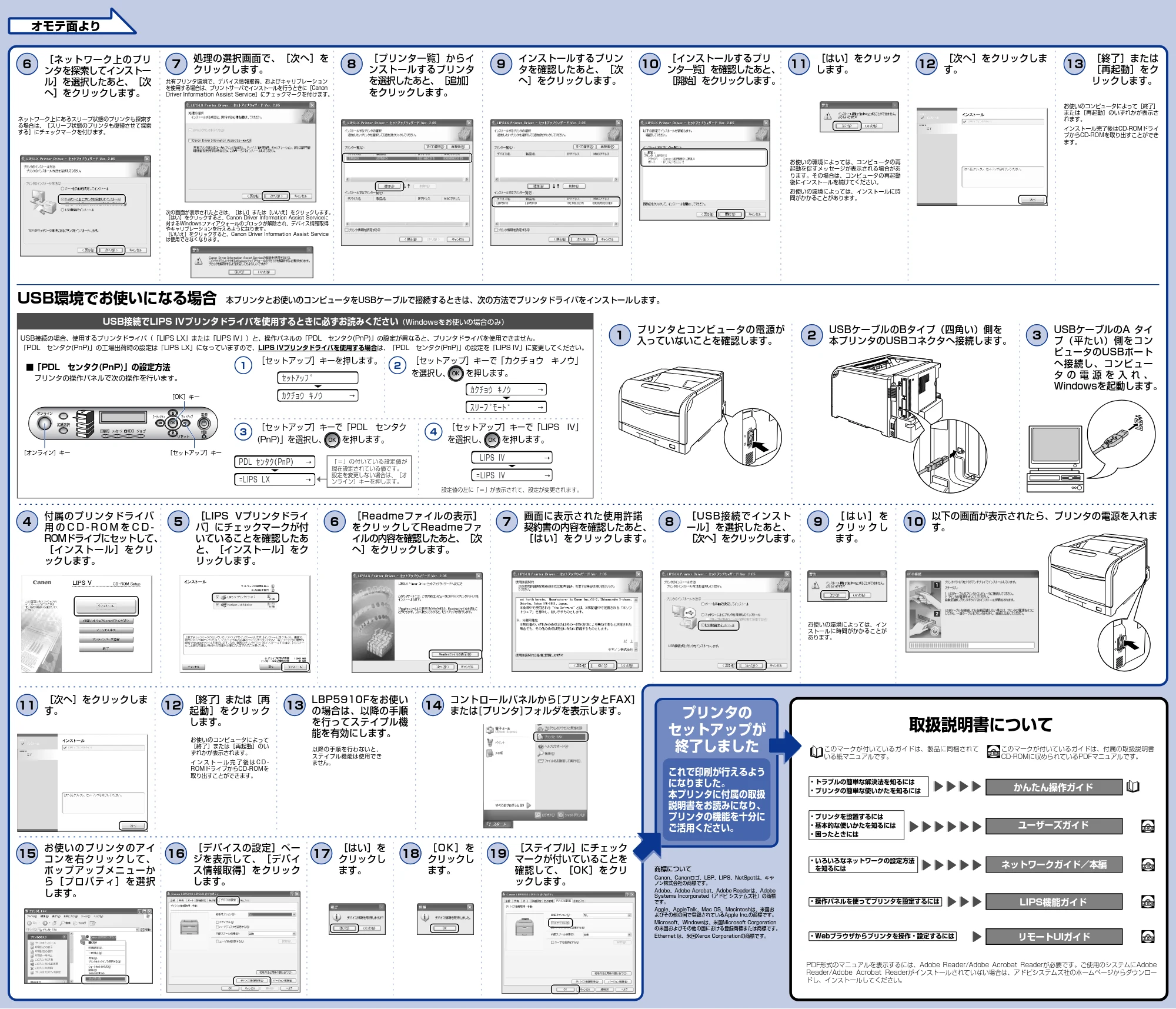 キヤノン LBP5910F/5910 かんたん設置ガイド(設定編) 2009年12月18日掲載 (PDF形式/0.7Mバイト) — 原本ページ — 2ページ
