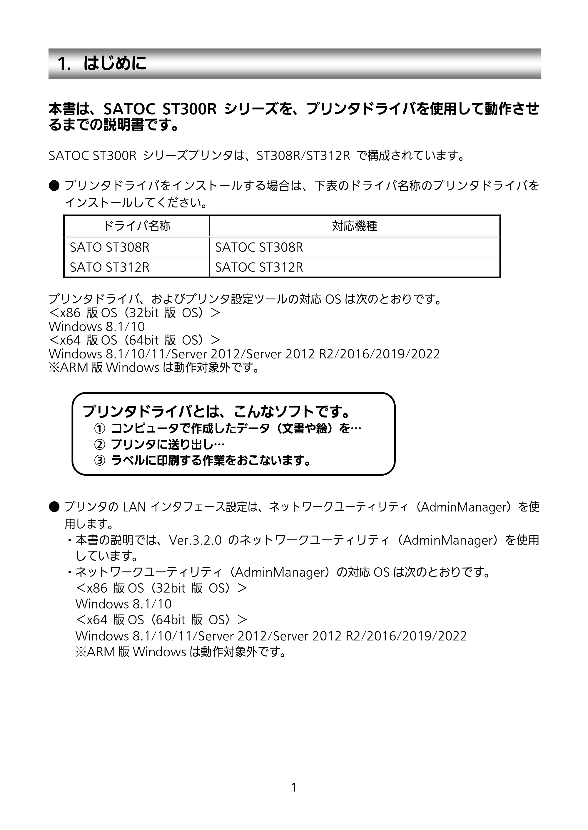 サトー SATOC(サトック) ST308R / 312R / ATOC(サトック) ST308R / 312R セットアップガイド（第5版） — 1．はじめに — 原本ページ — 2ページ